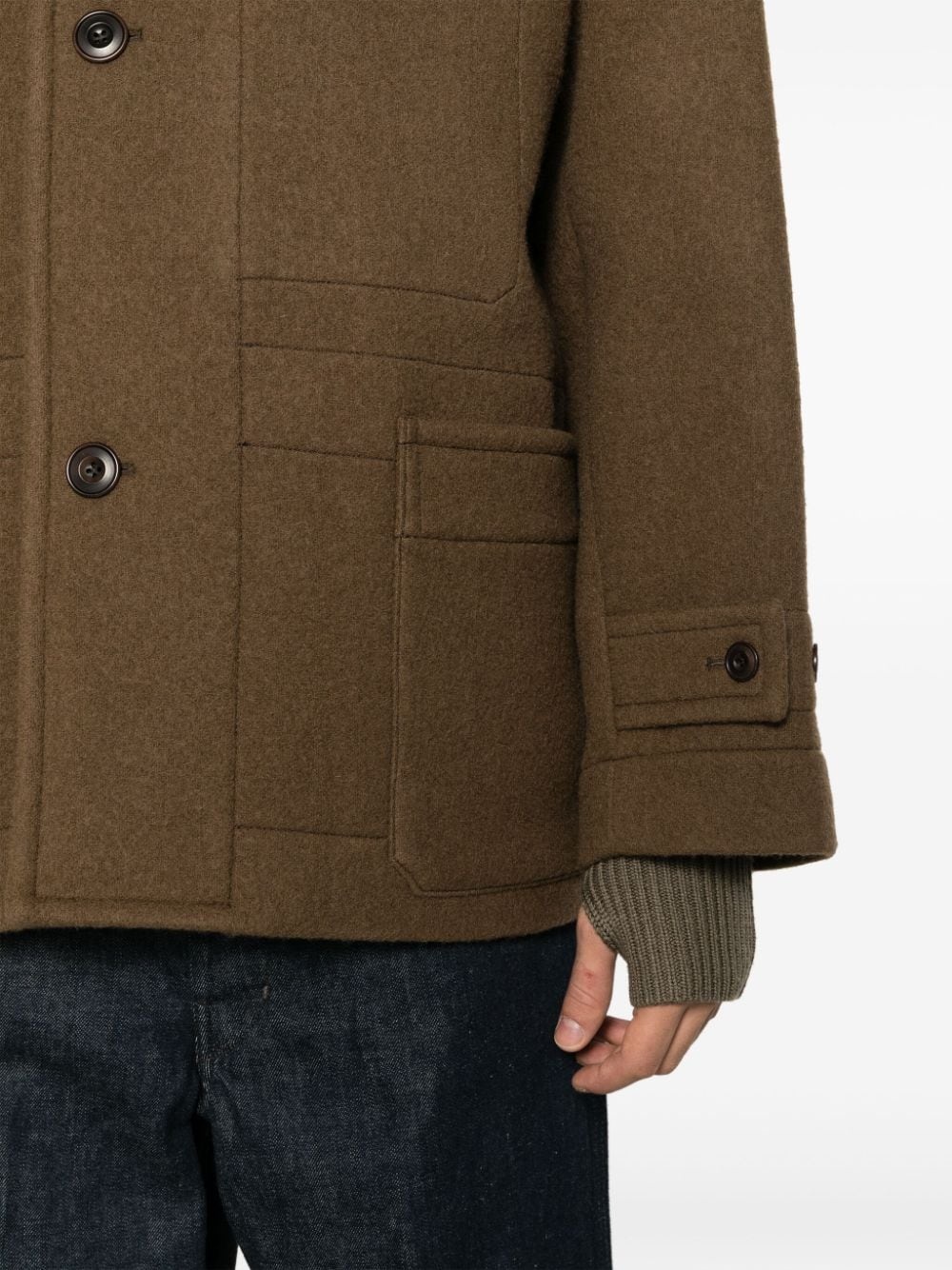 high-neck virgin-wool coat - 5