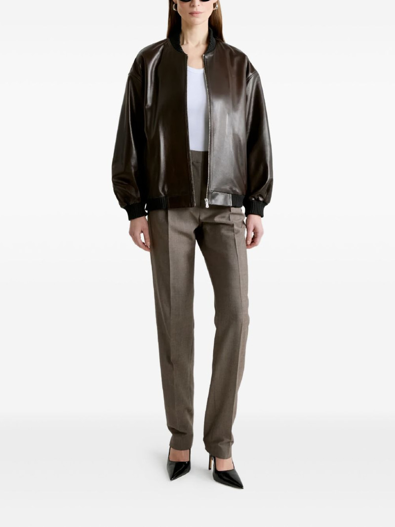 NOUR HAMMOUR Marly zipped bomber leather jacket outlook