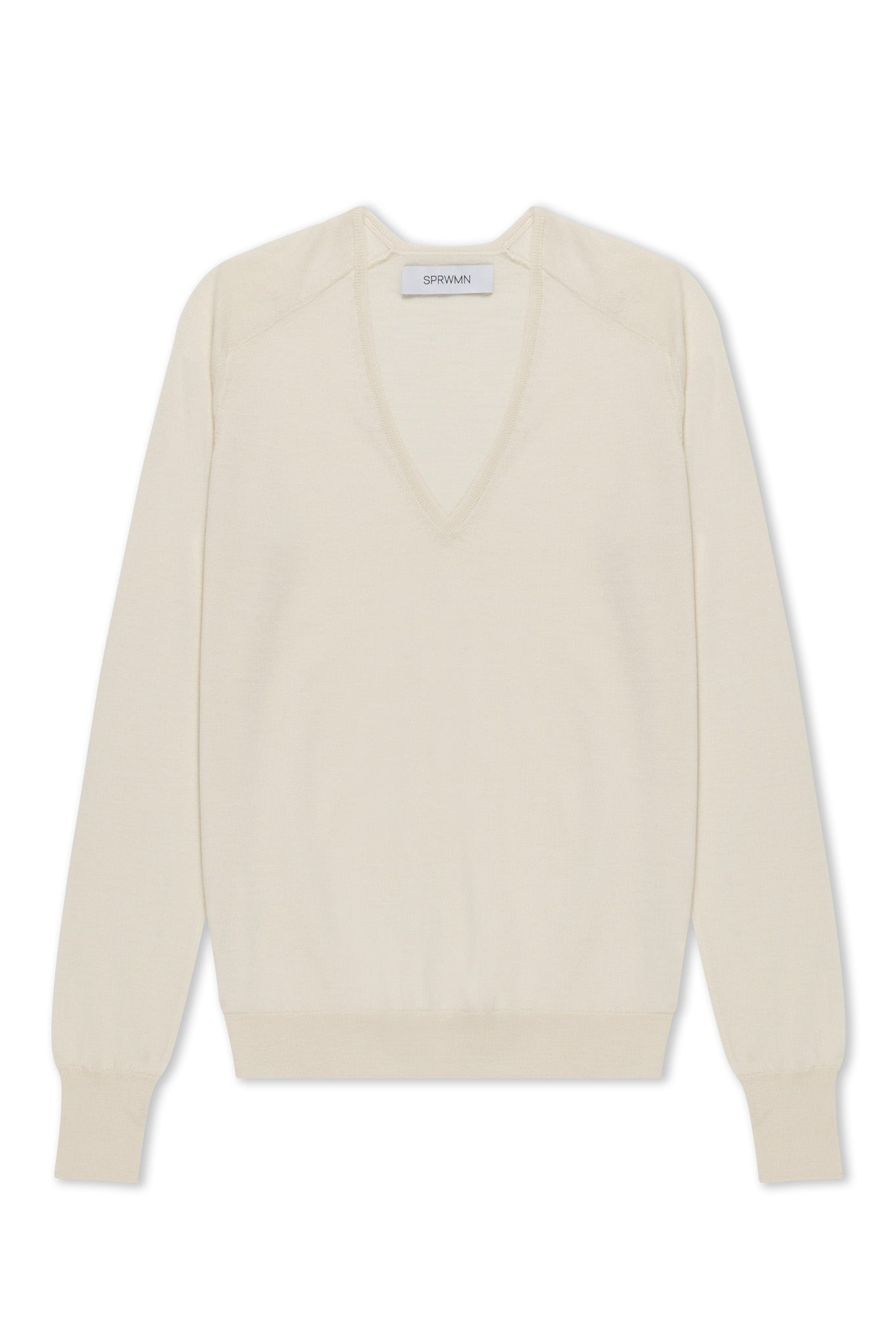 CHALK CASHMERE V-NECK SWEATER - 7