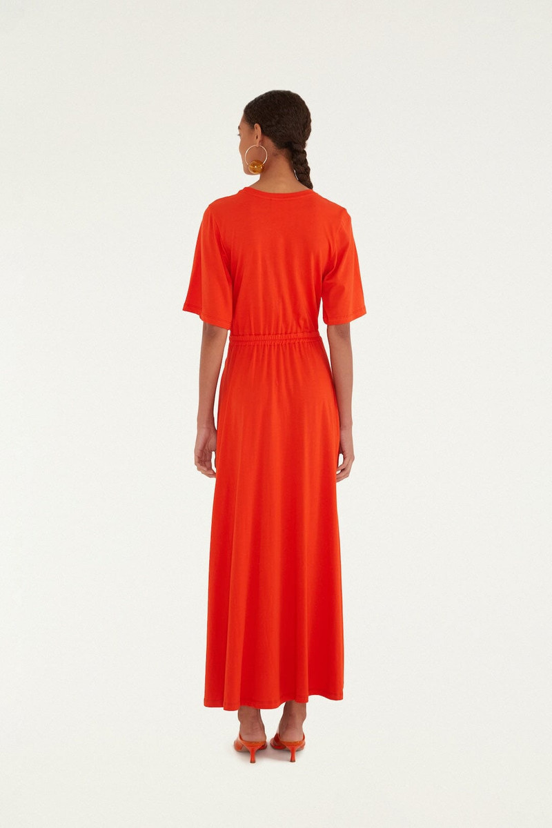 Red Artsy Flora Cut-Out Organic Cotton Maxi Dress 3
