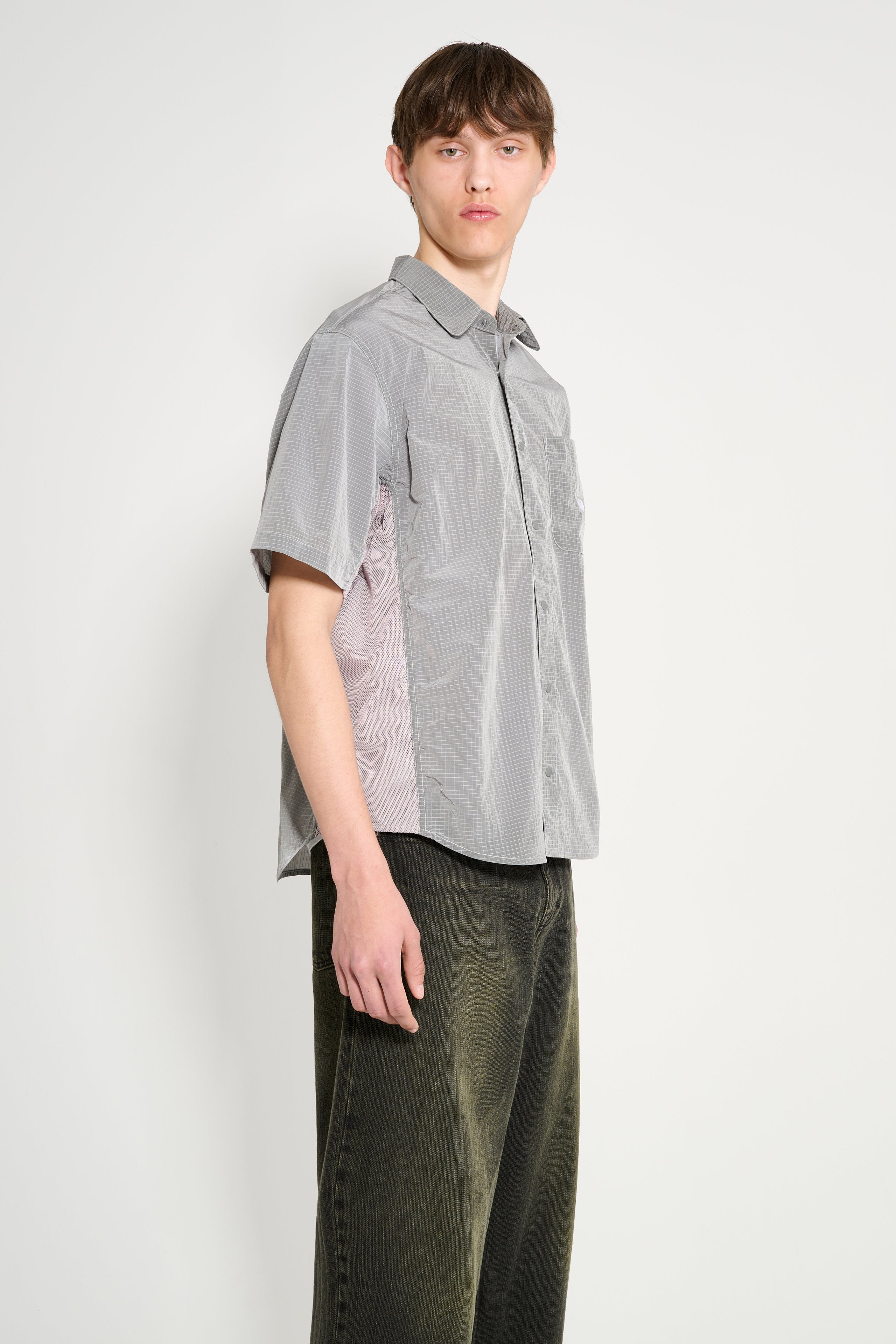 THE NORTH FACE FABRIC MIX SHORT SLEEVE SHIRT HIGH RISE GREY - 4