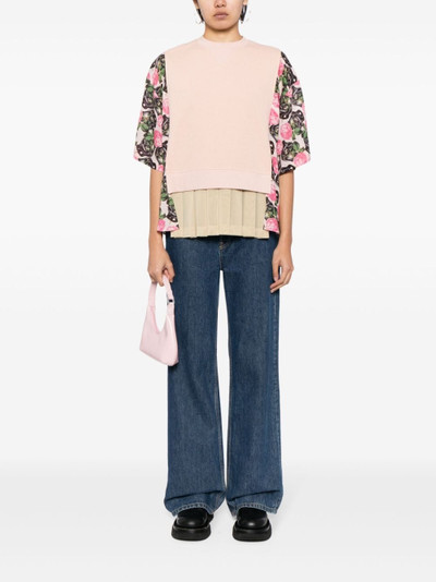 UNDERCOVER floral-print layered cotton T-shirt outlook