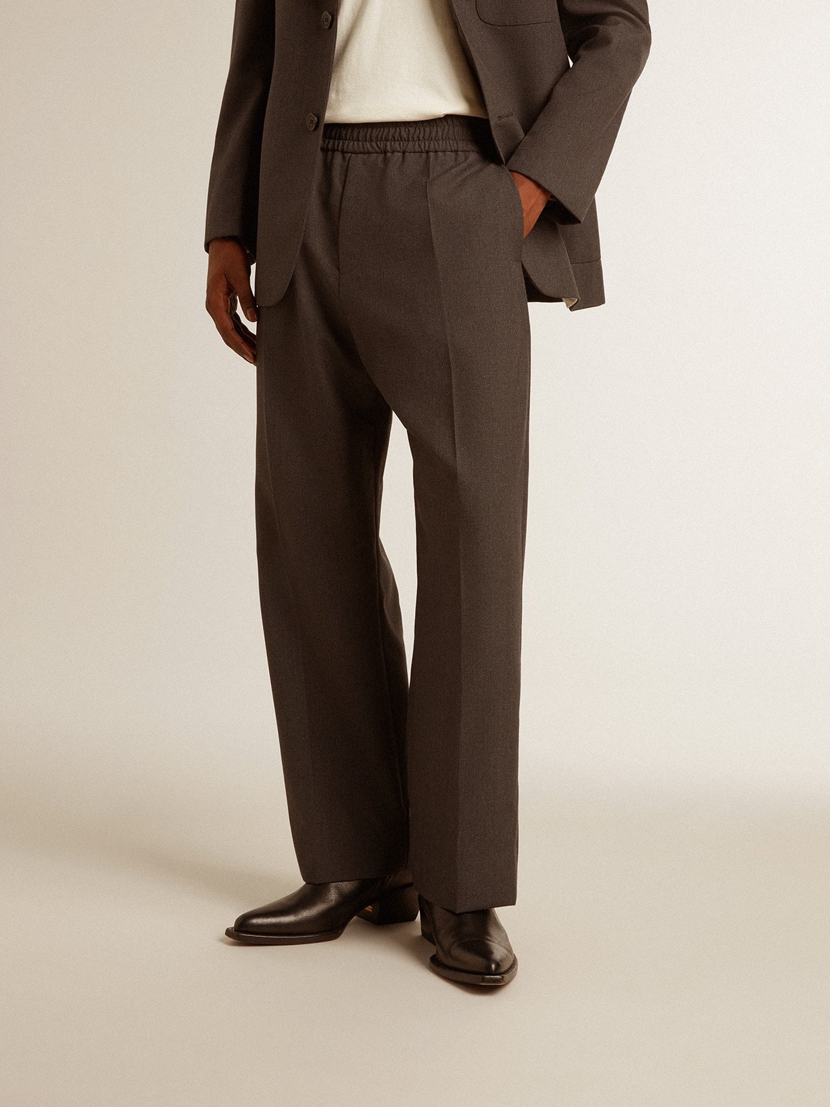 Men's soft pants in anthracite gray wool - 2