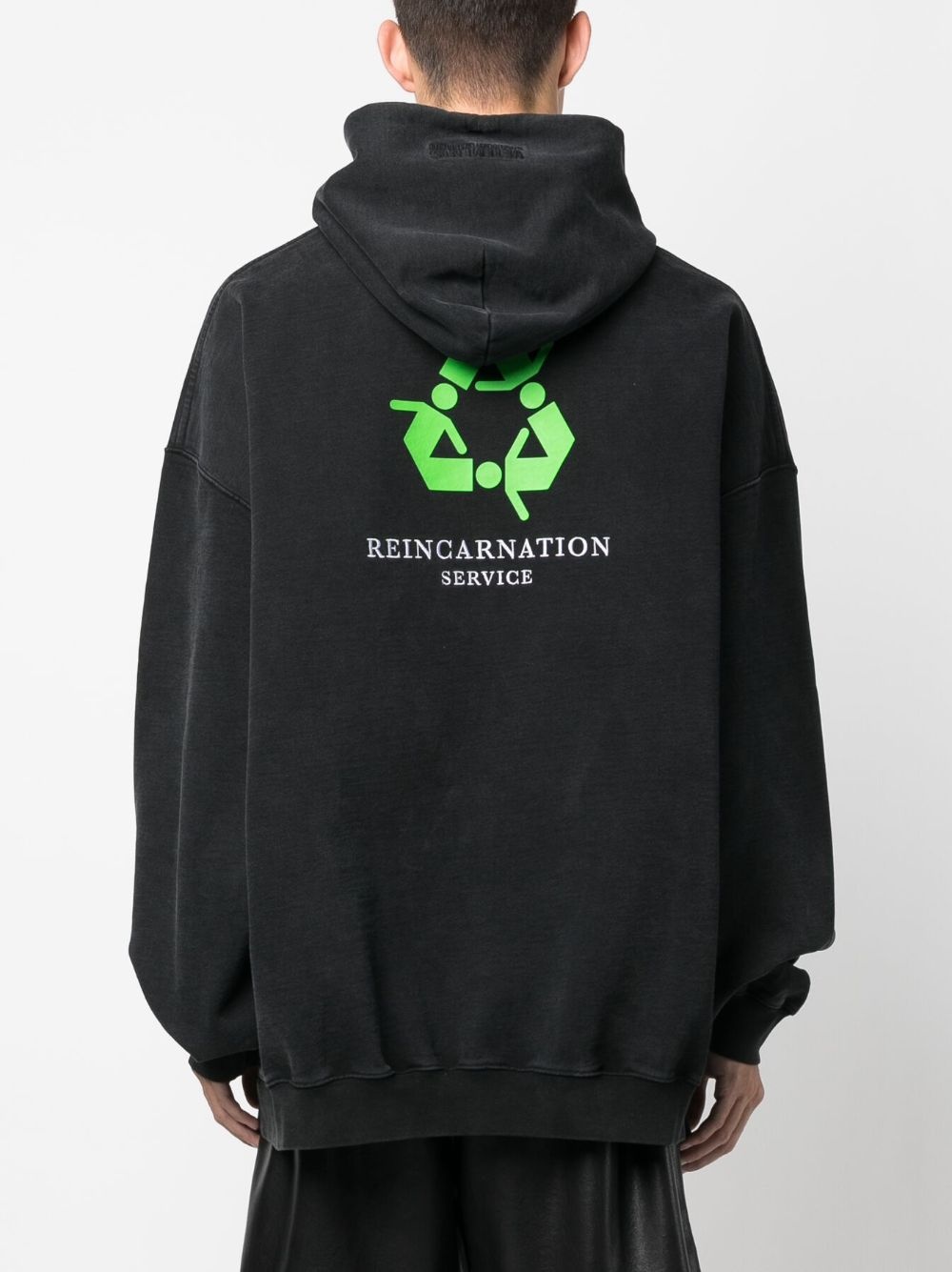 text-print cotton hoodie - 4