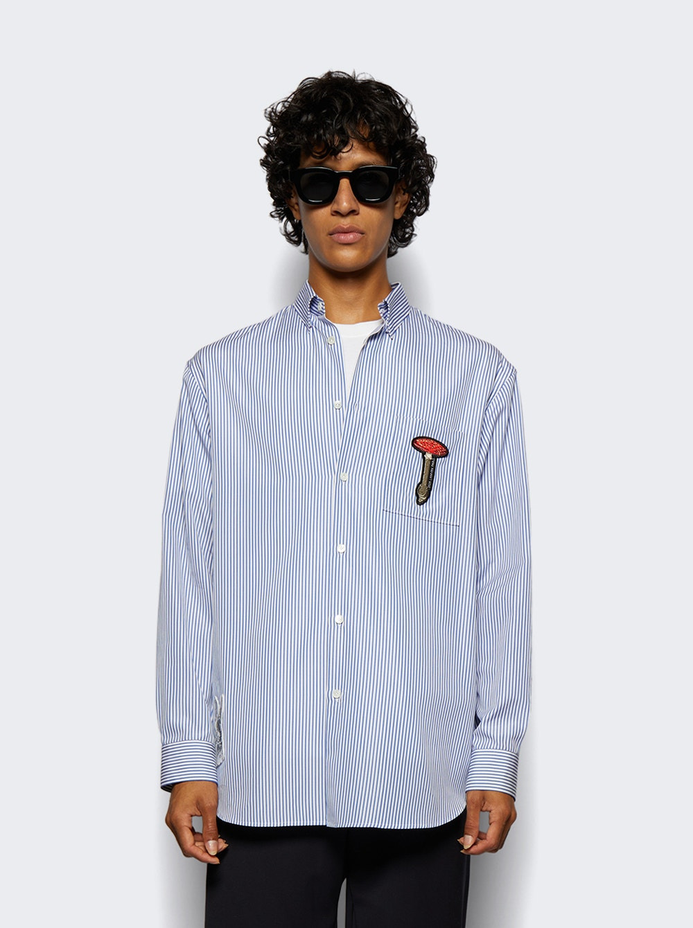 Printed Regular Fit Poplin Shirt Blue And White - 3