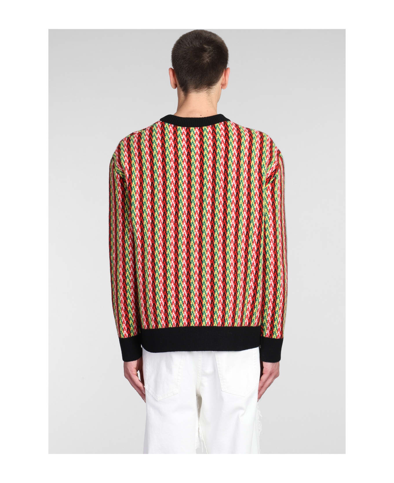 Sweater With Multicolored Chevron Motif - 3