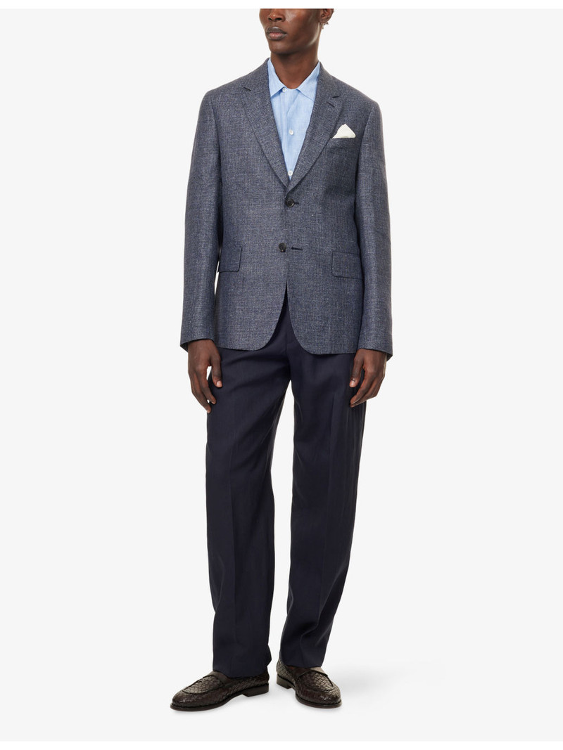 Paul Smith Blue Sharkskin Buggy-Lined Linen-Wool Blazer outlook