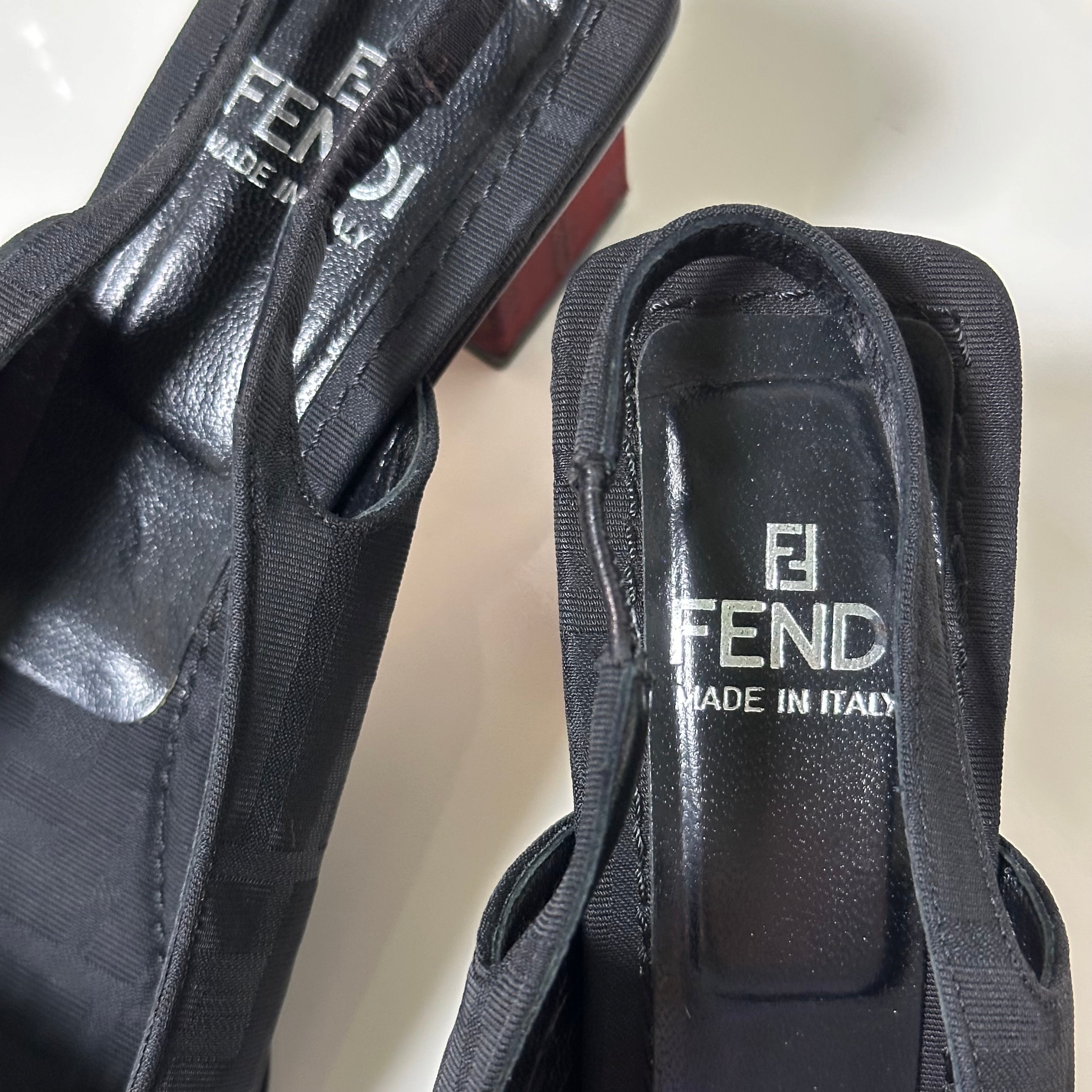 FENDI Zucca FF Monogram Block Heel Sandals - 6