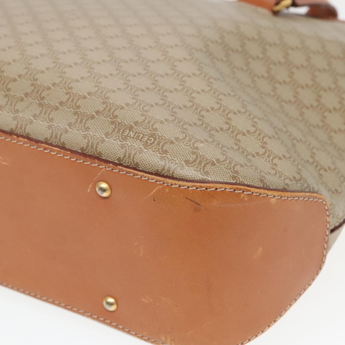 CELINE Macadam Canvas Tote Bag Beige Gold - 15