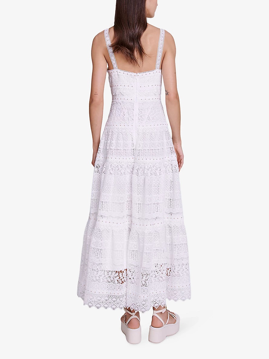 Openwork guipure crochet-knitted maxi dress - 4