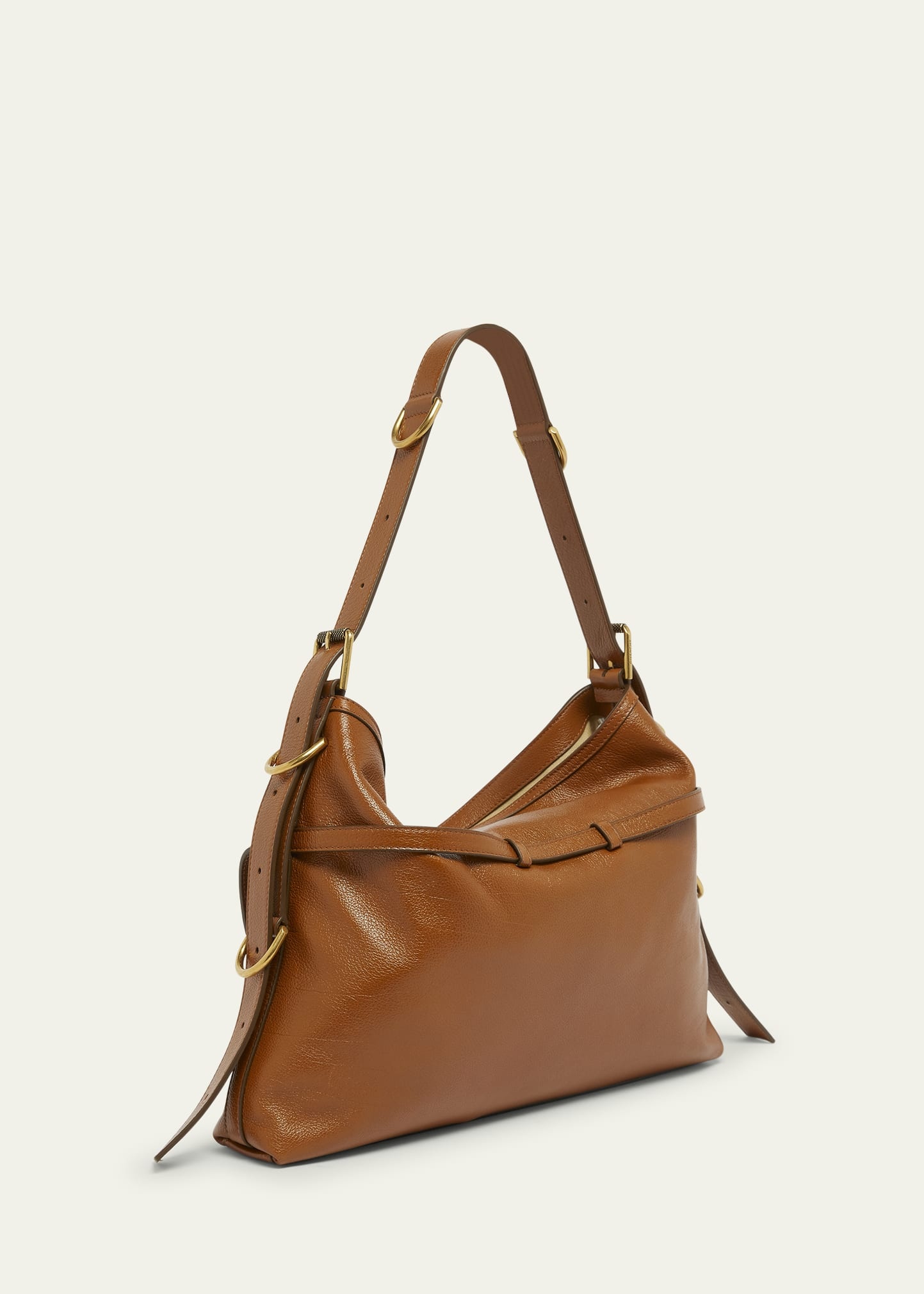Voyou Medium Shoulder Bag in Shiny Tumbled Leather - 3