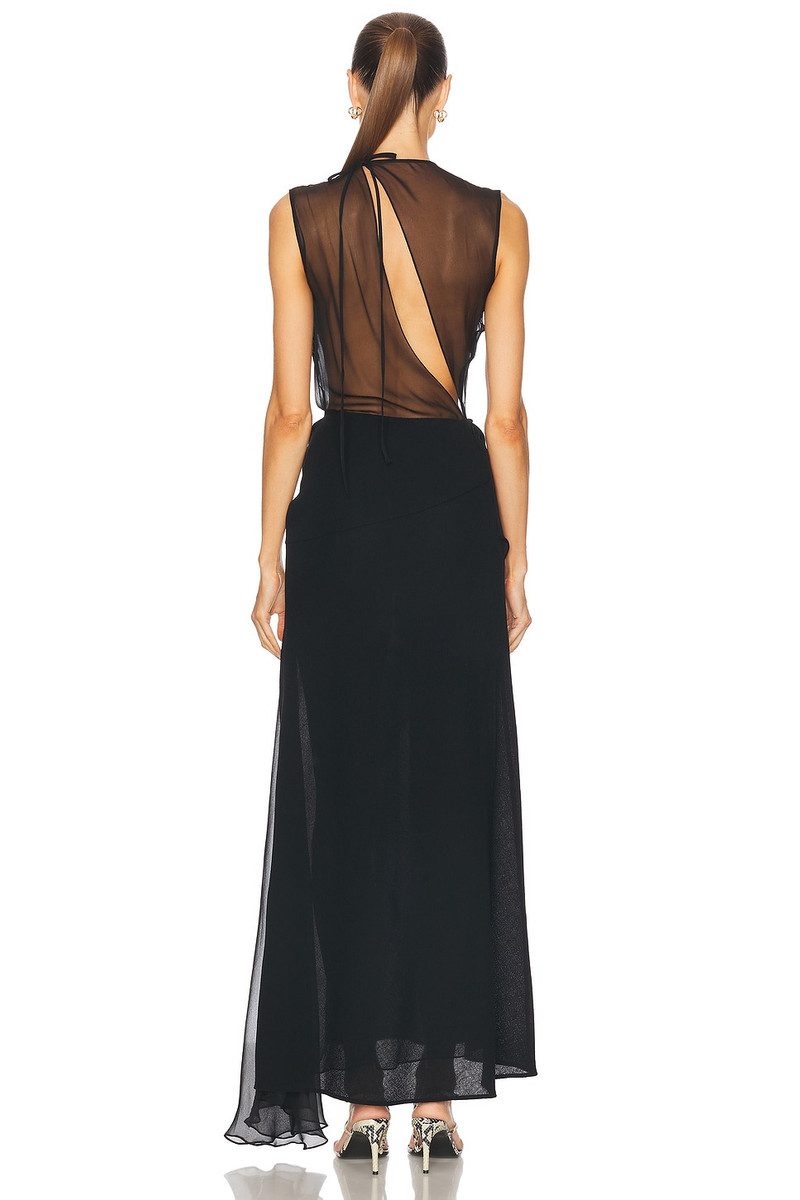 TOVE Esme layered draped silk-chiffon and wool-crepe maxi dress Black outlook
