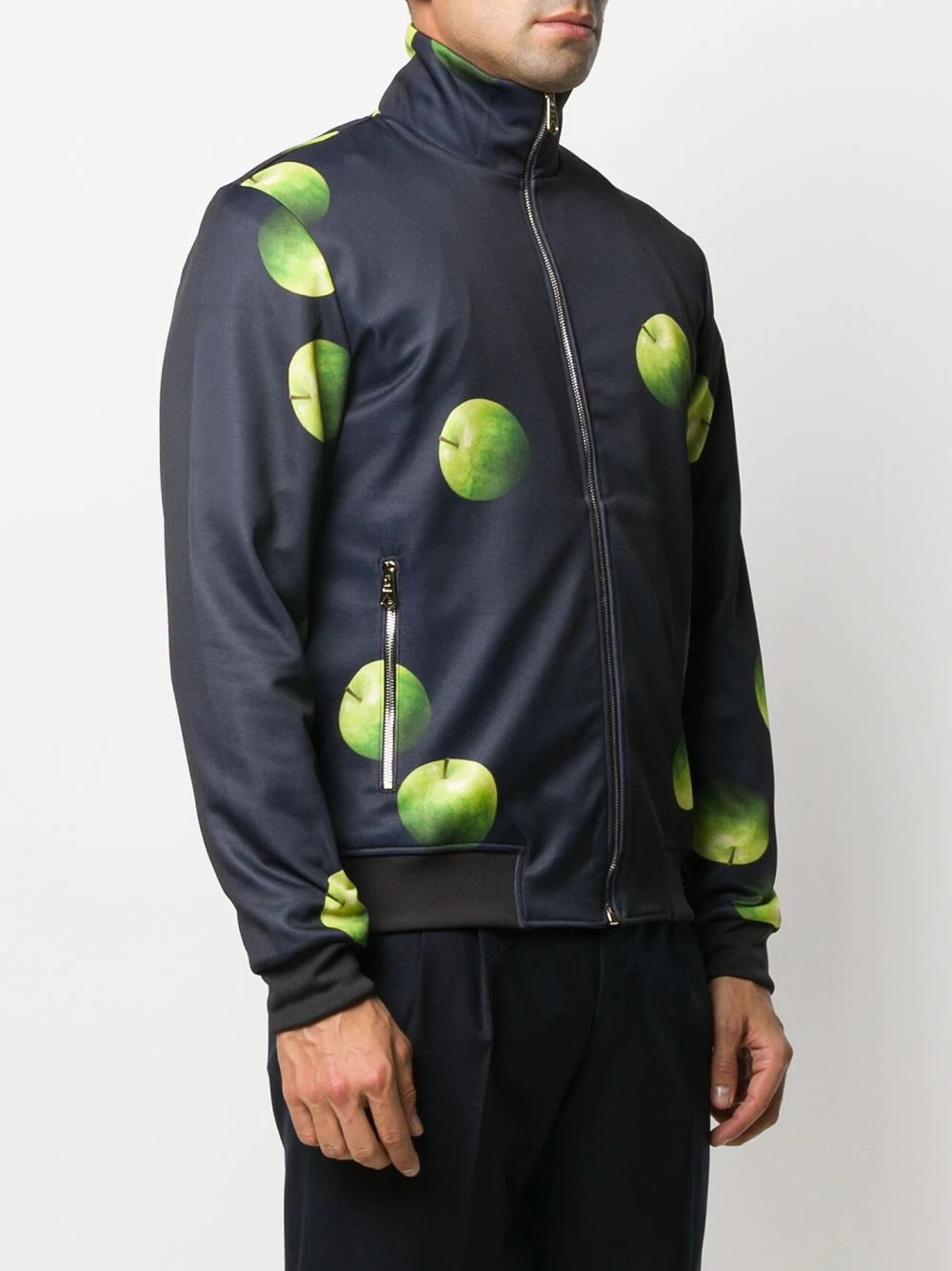 apple-print bomber jacket - 3