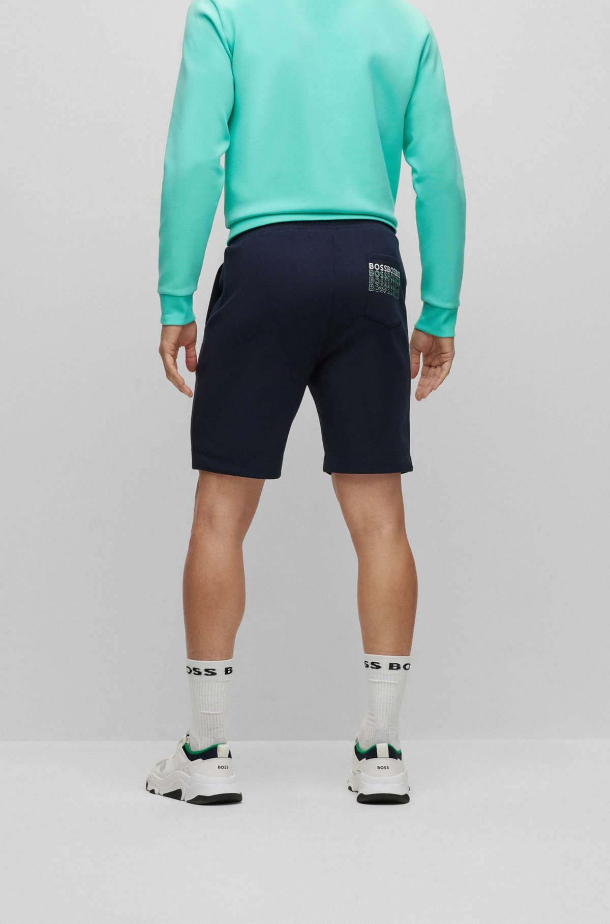 COTTON-BLEND REGULAR-FIT SHORTS WITH EMBROIDERED LOGOS - 5