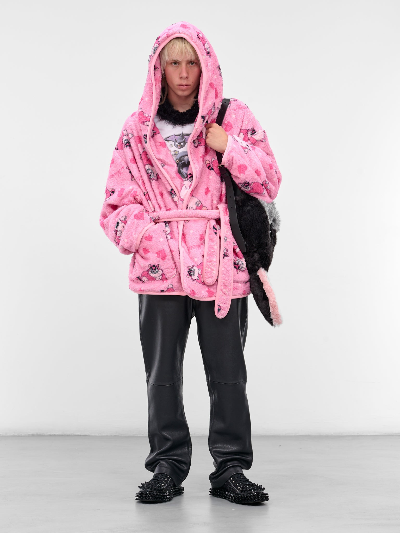 Pink Graphic Fleece Hooded Robe - 6