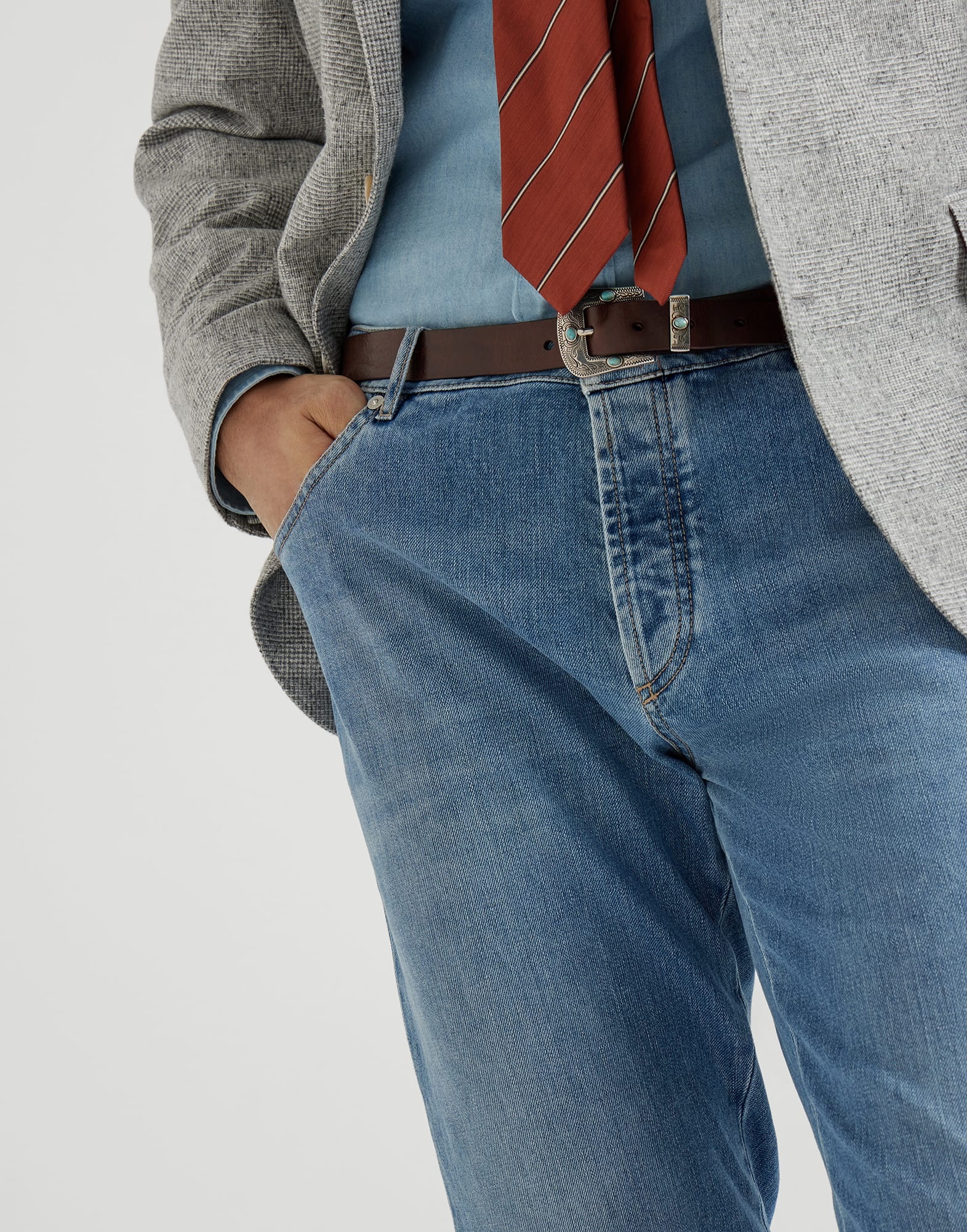 Comfort denim slim fit five-pocket trousers - 3