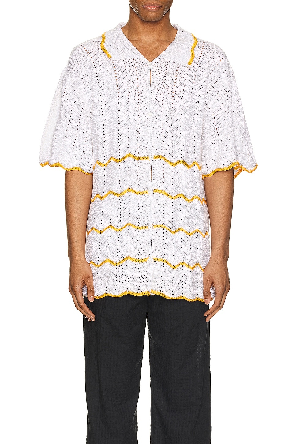 Crochet Short Sleeve Shirt - 4