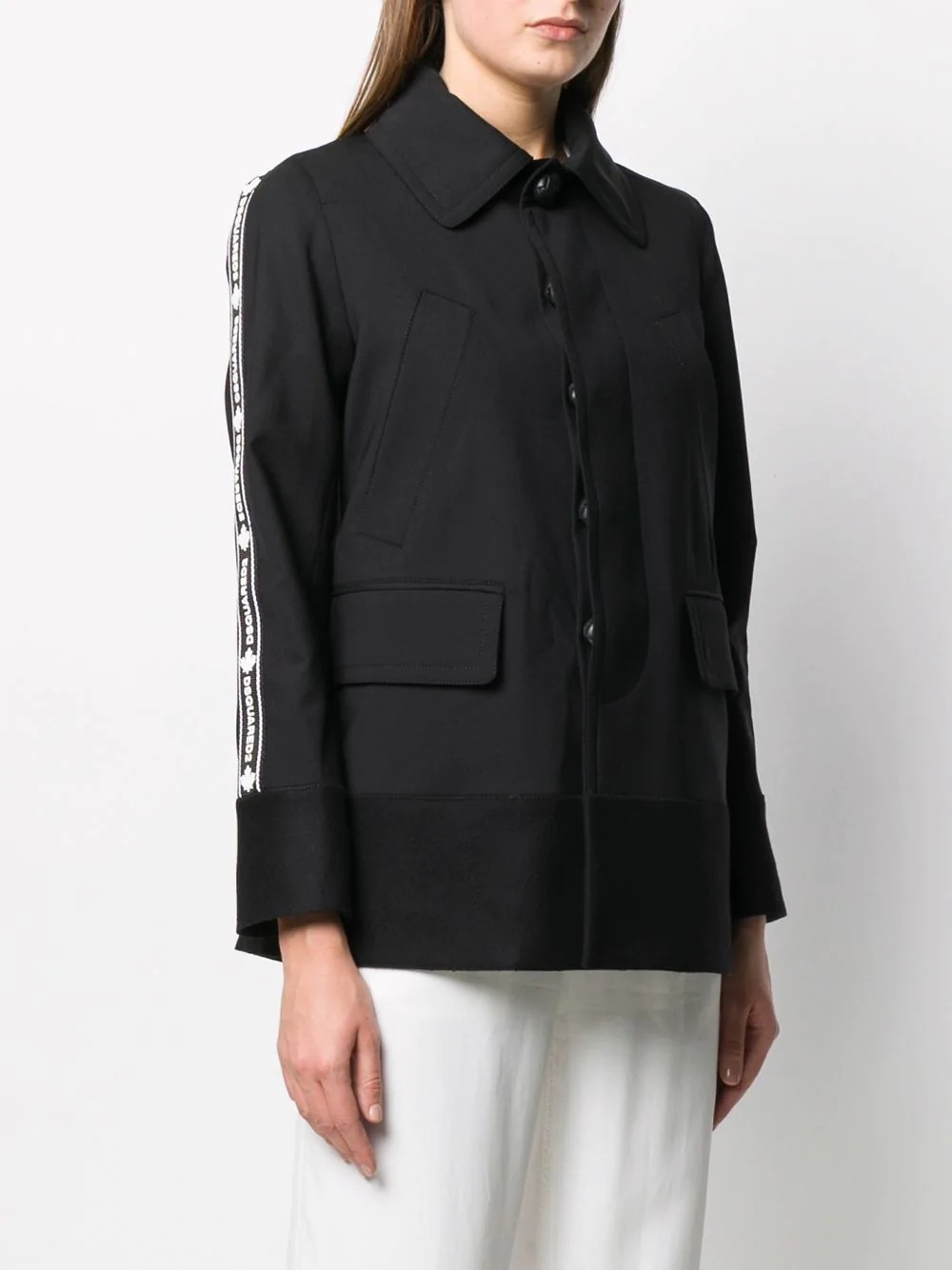 logo-tape point-collar jacket - 3