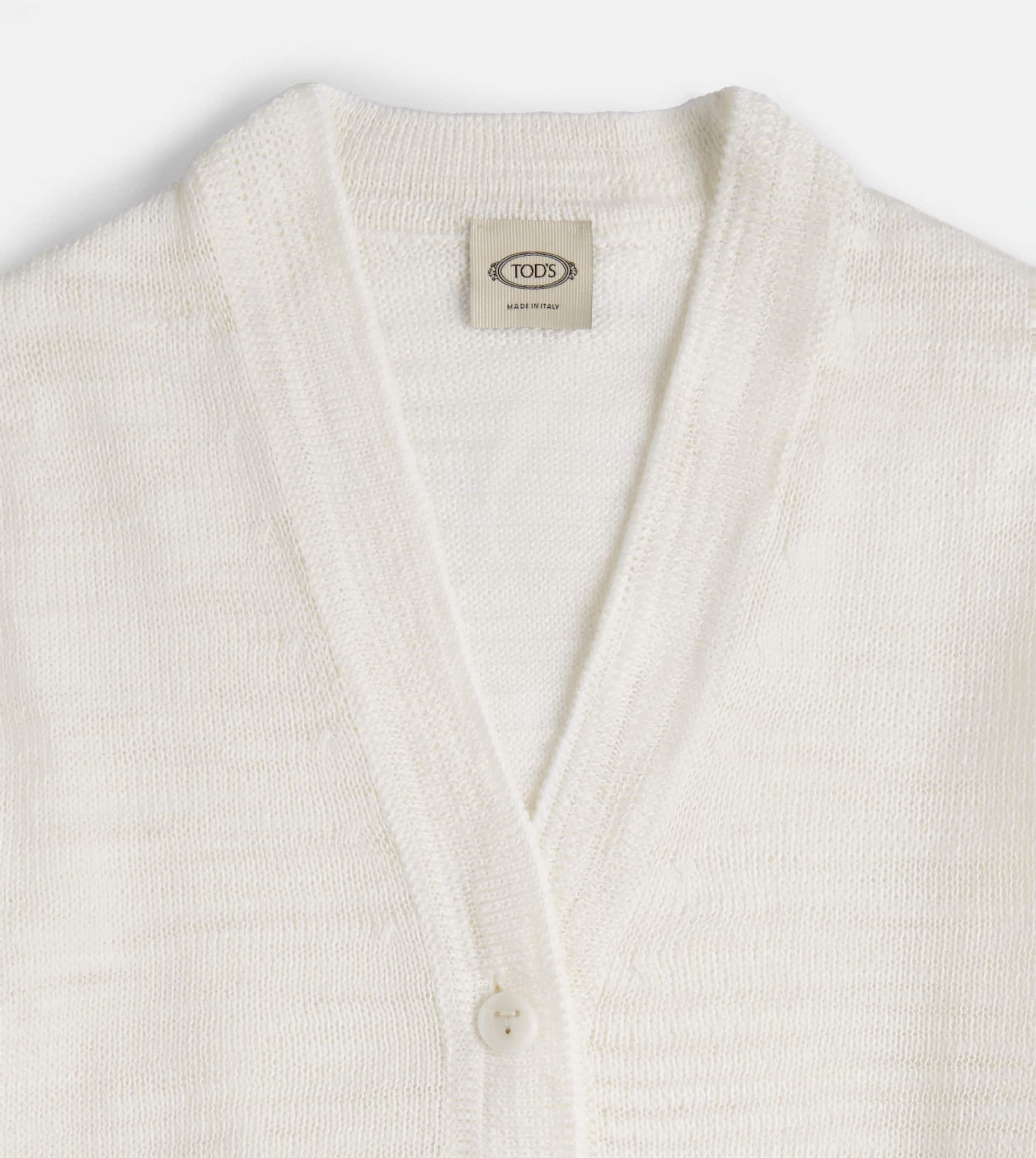 LINEN BLEND CARDIGAN - WHITE - 8