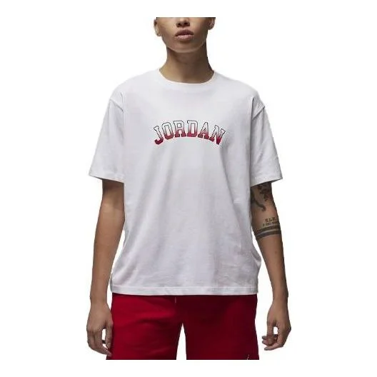 (WMNS) Air Jordan Graphic T-Shirt 'White Red' FD7202-100 - 1