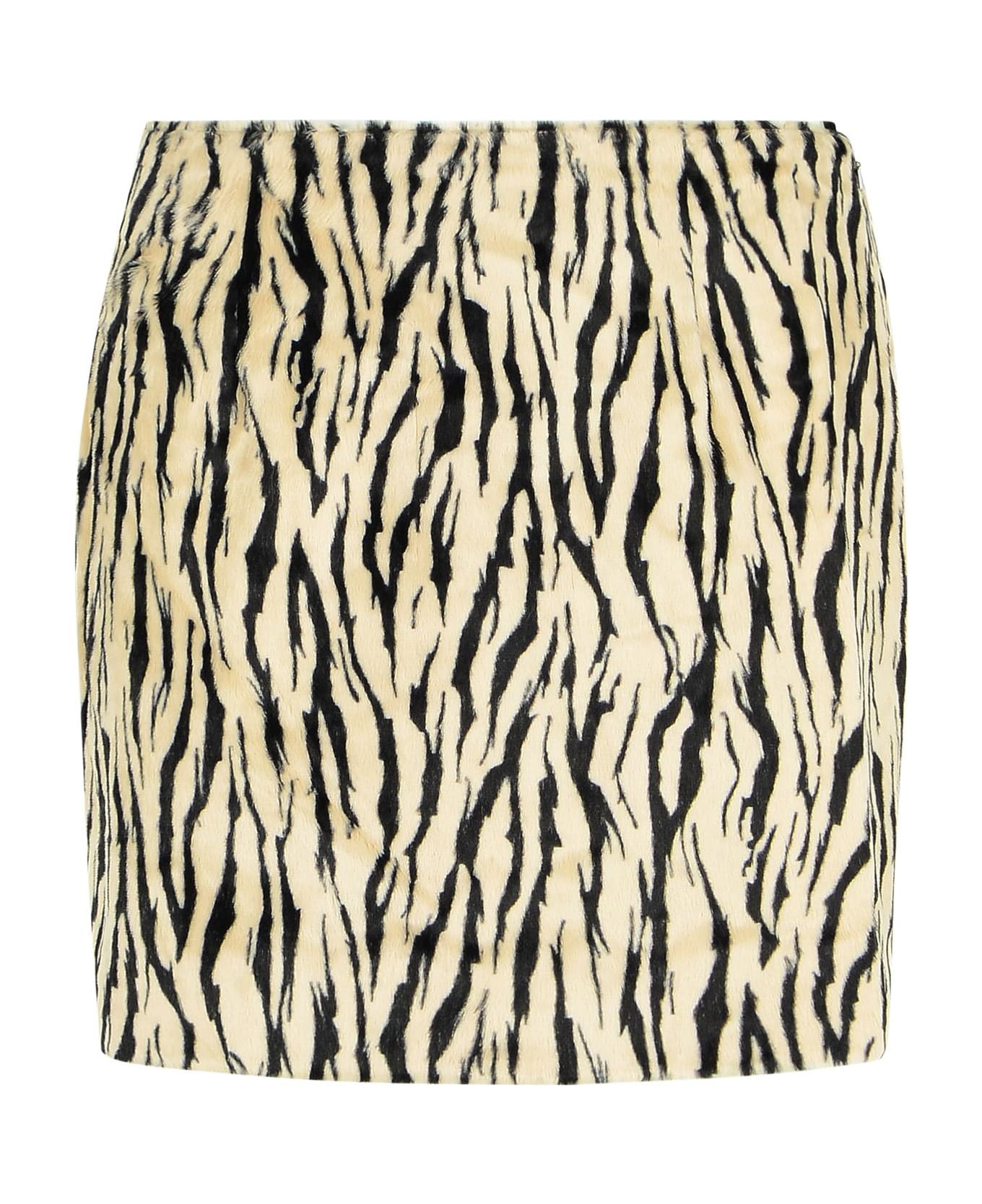 Printed Faux Fur Skirt - 1