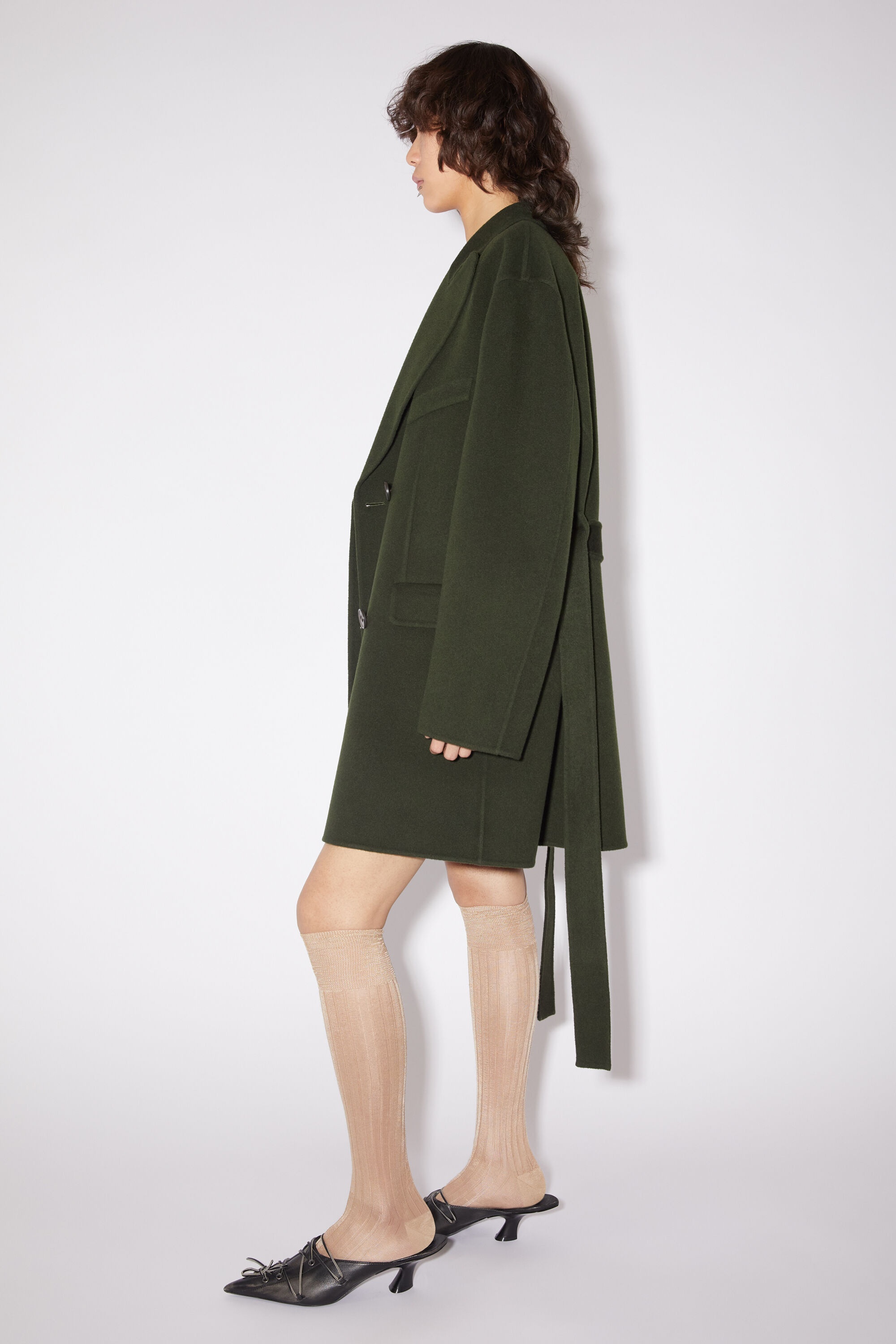 Double-breasted belted jacket - Forest green - 4
