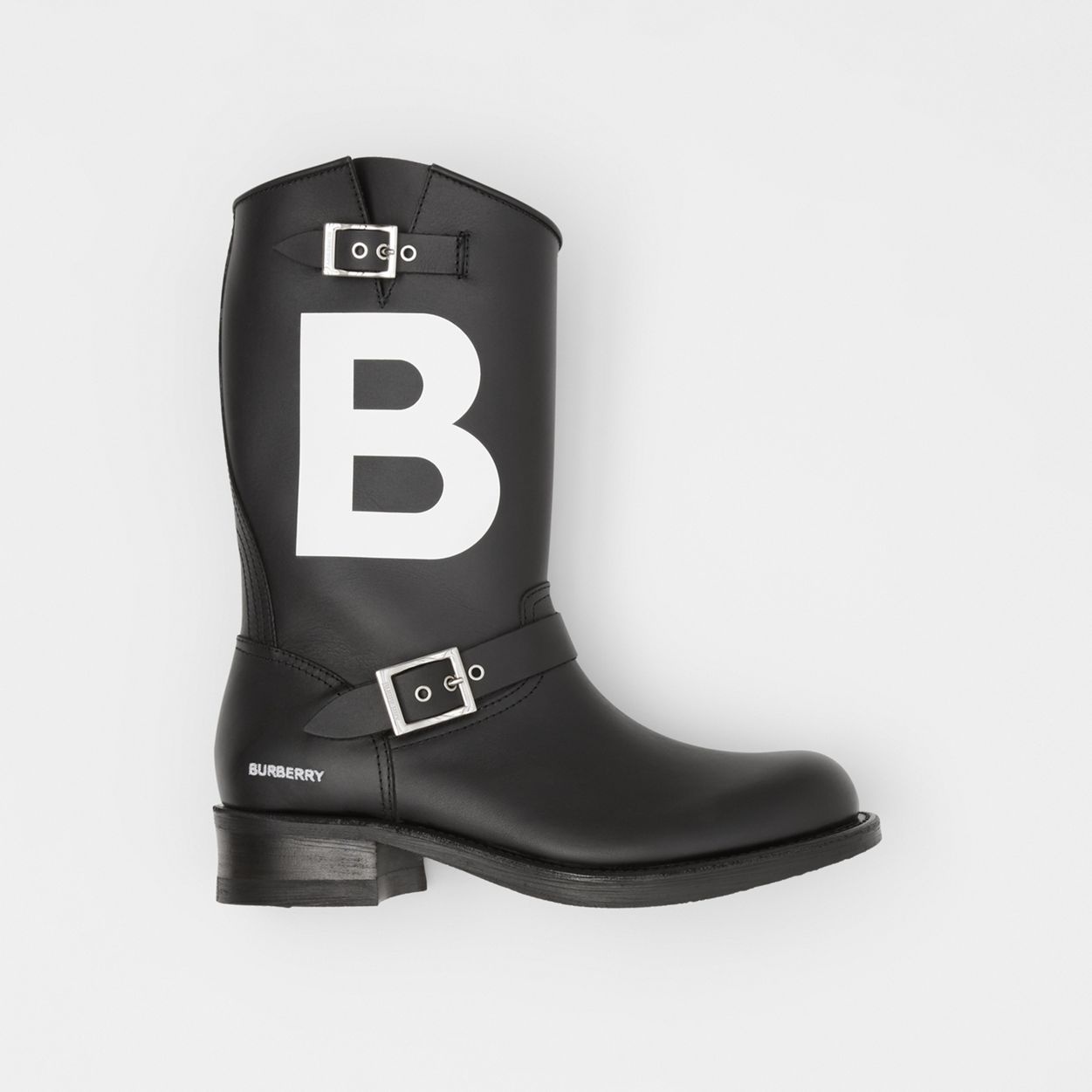 TB Motif Leather Biker Boots - 2