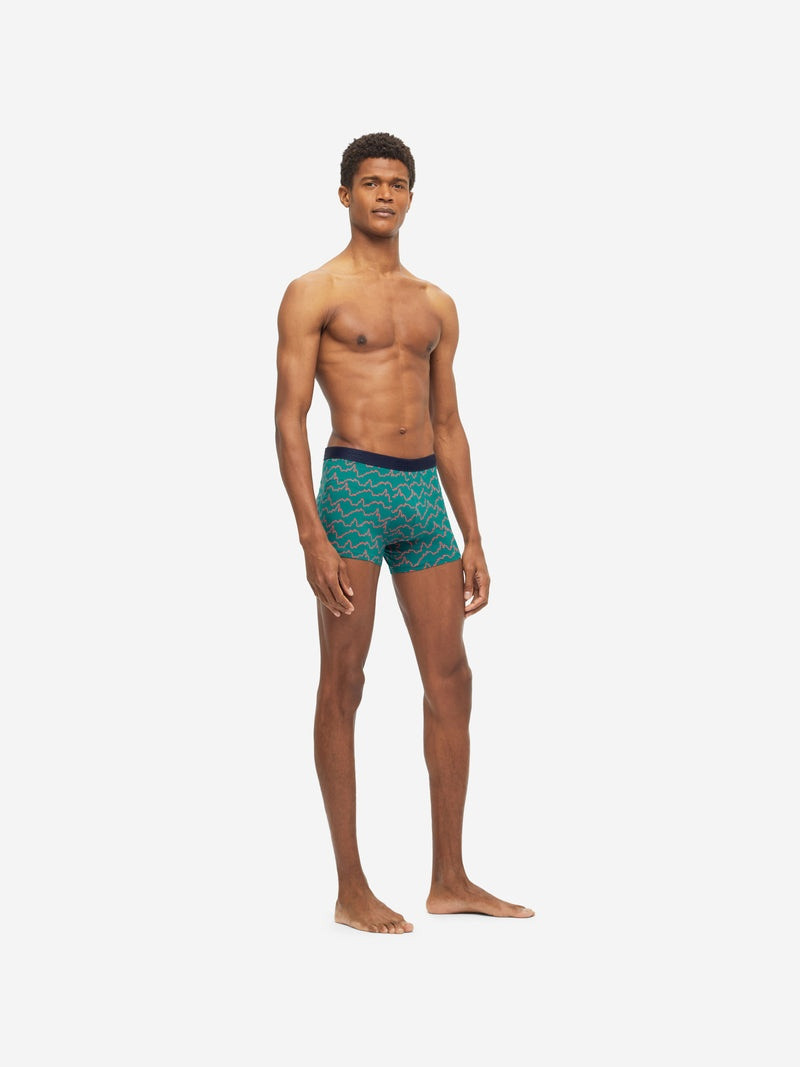 Derek Rose Men's Boxer Briefs Zigzag Pima Cotton Stretch Green outlook