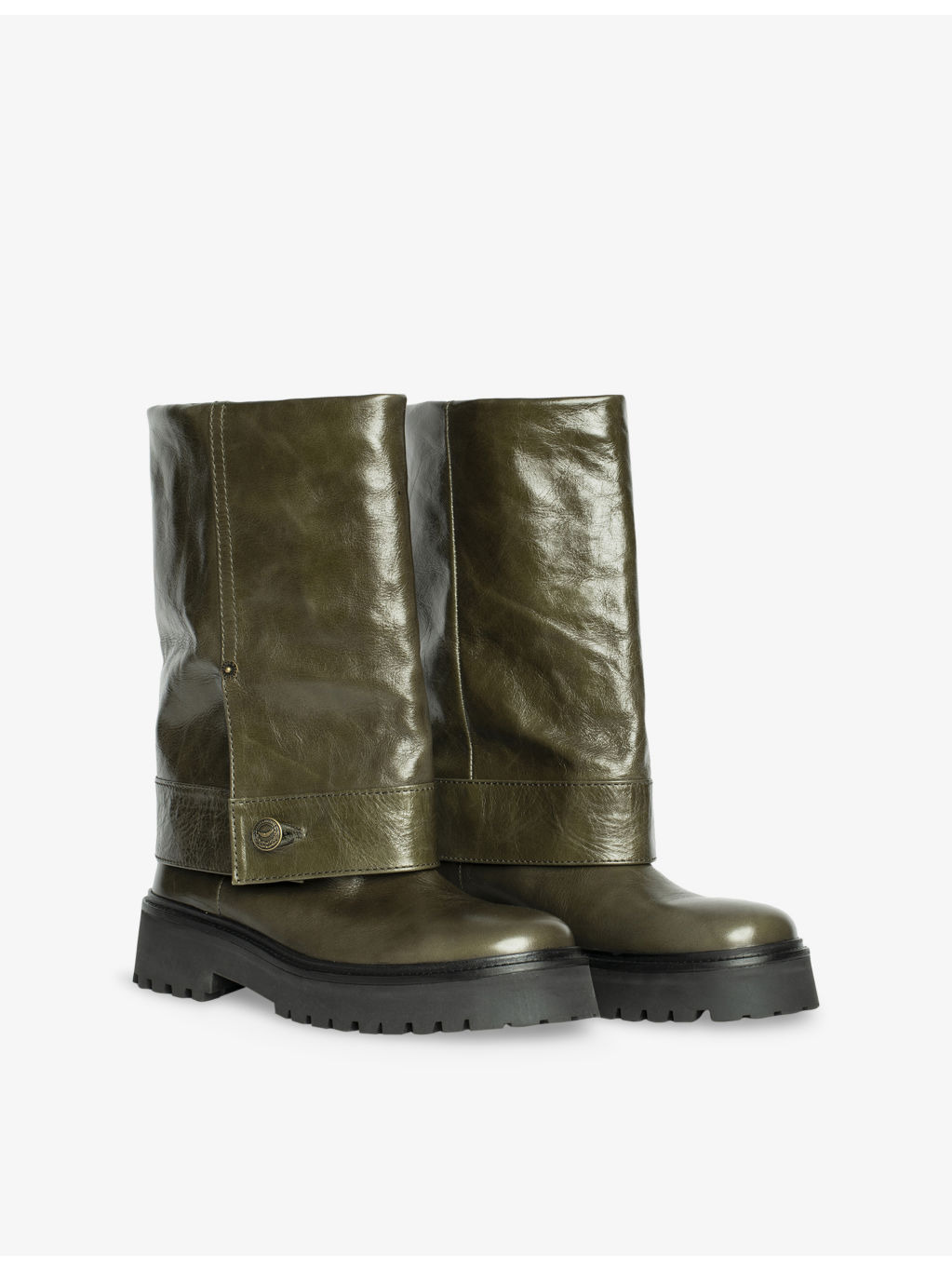 Angie Sleeve Patent-Leather Calf Boots - 3