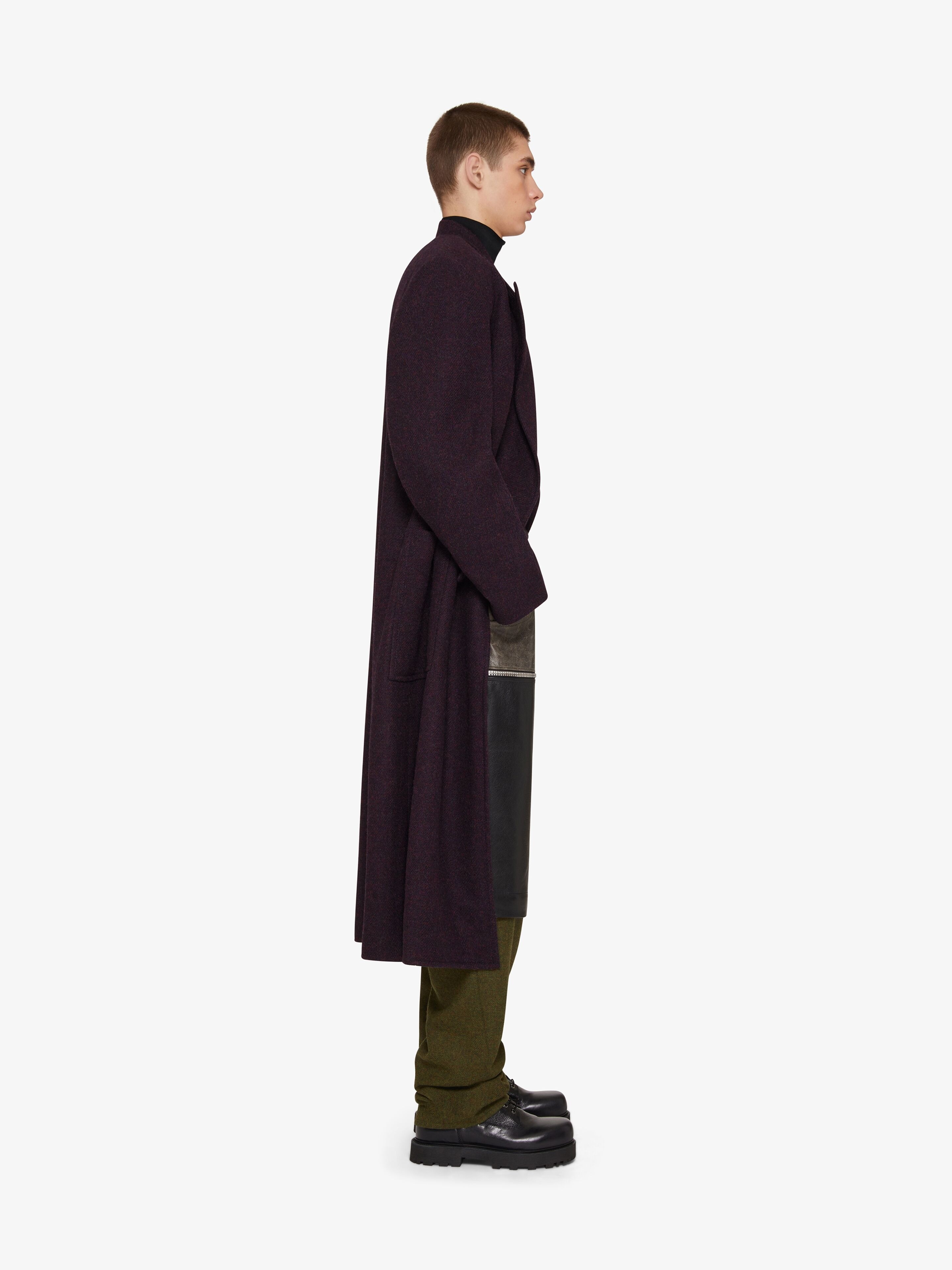 LONG OVERSIZED DOUBLE BREASTED COAT IN WOOL - 3