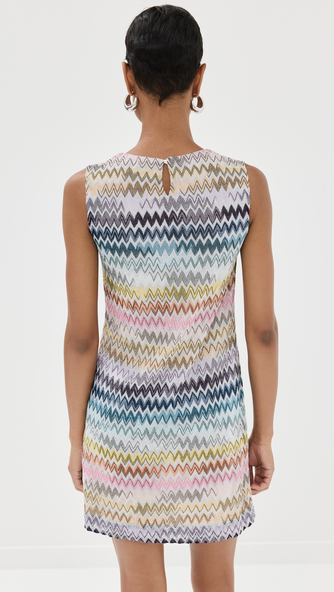 Sleeveless Mini Dress in Zig Zag Lamé Viscose - 2