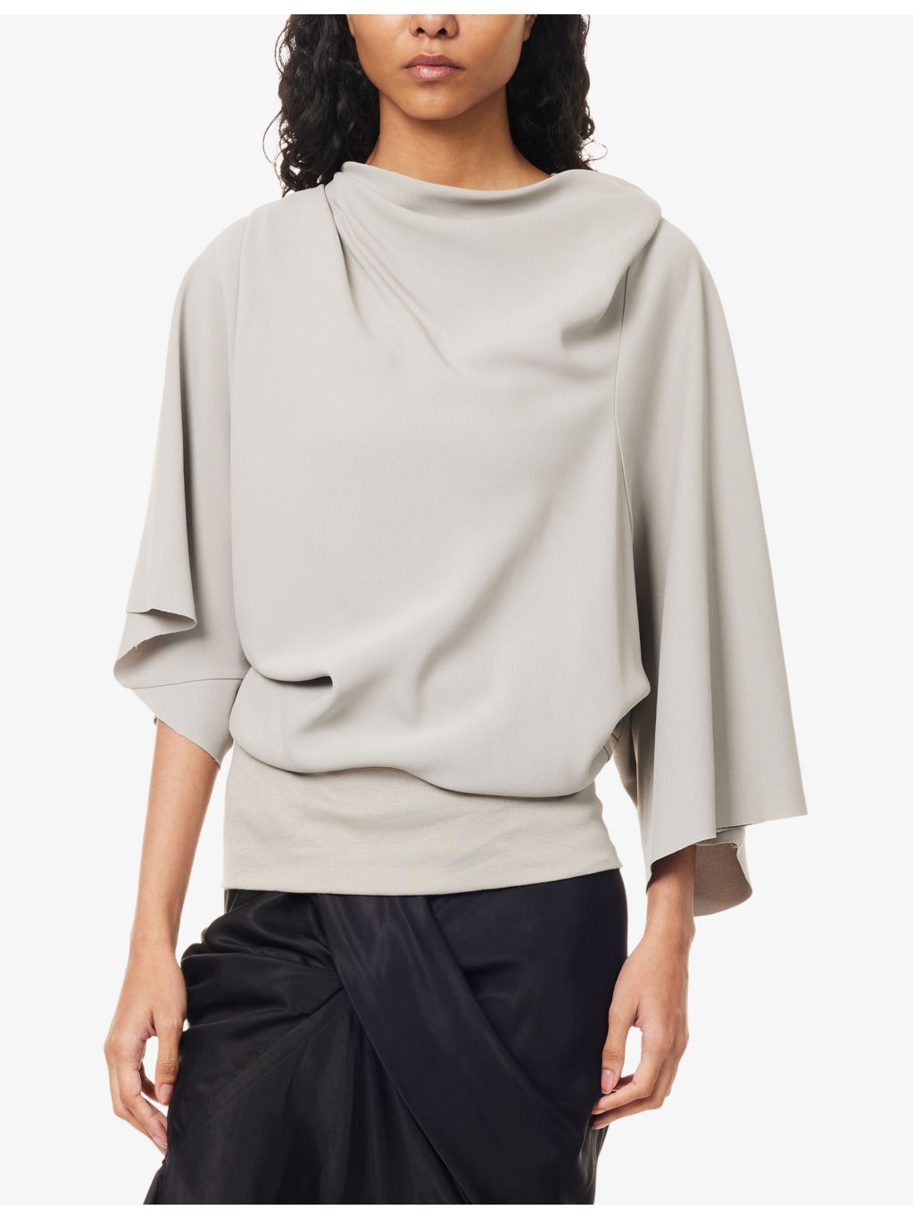 Cylinder Cowl-Neck Woven Top - 3