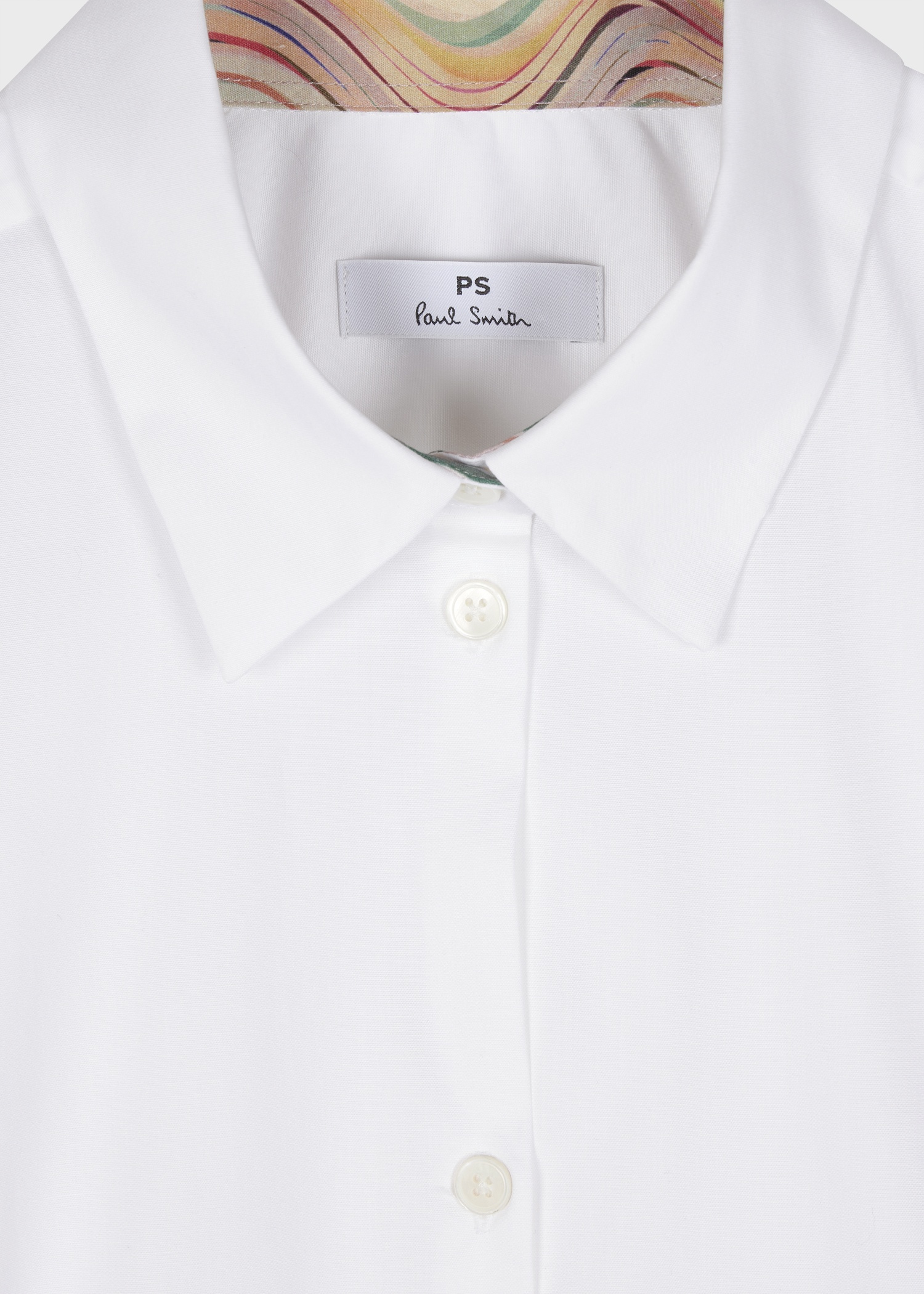 Women's White Cotton Drawstring Waist Shirt - 2