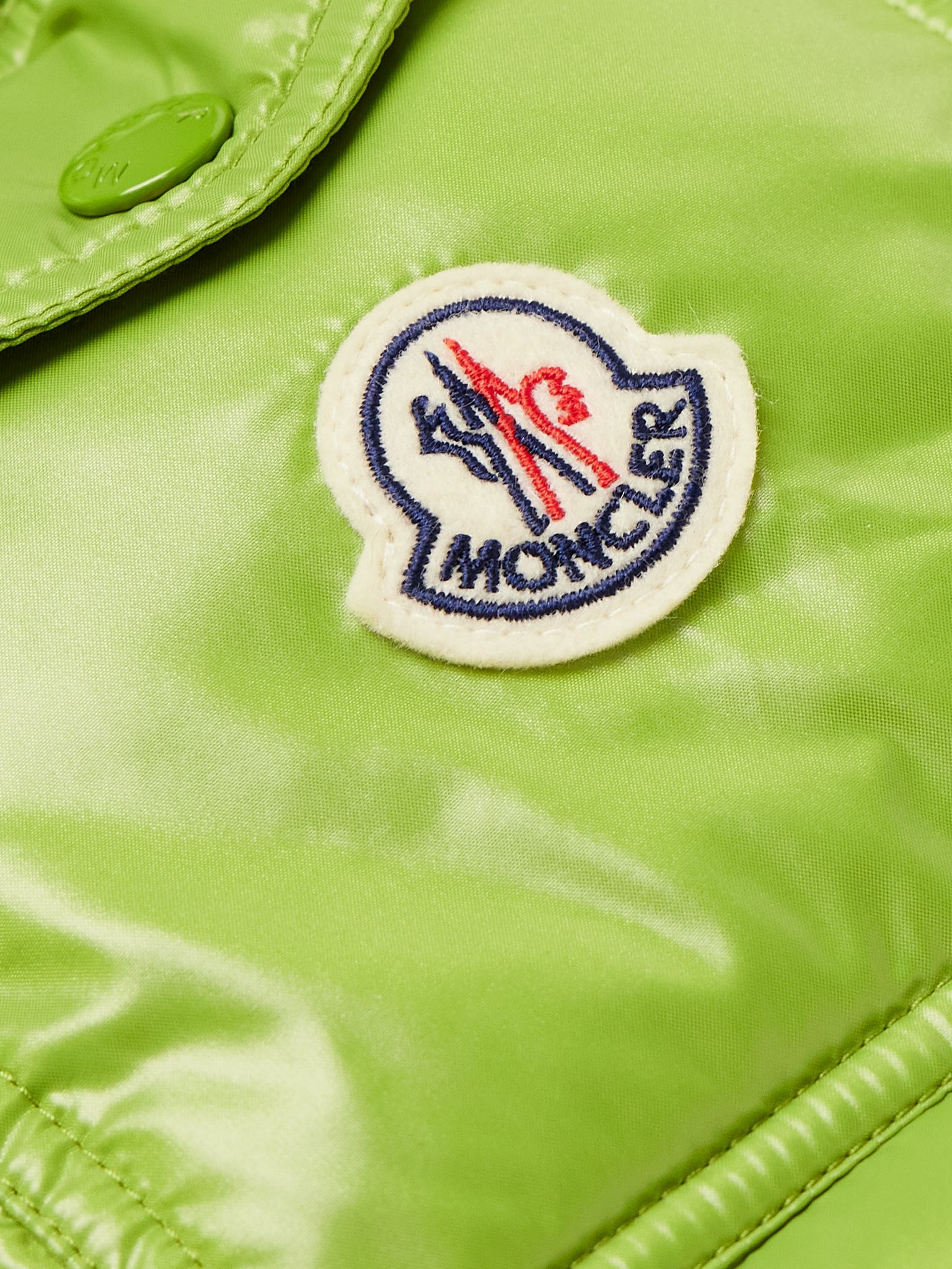 Maya Logo-Appliquéd Quilted Glossed-Shell Hooded Down Jacket Green - 5