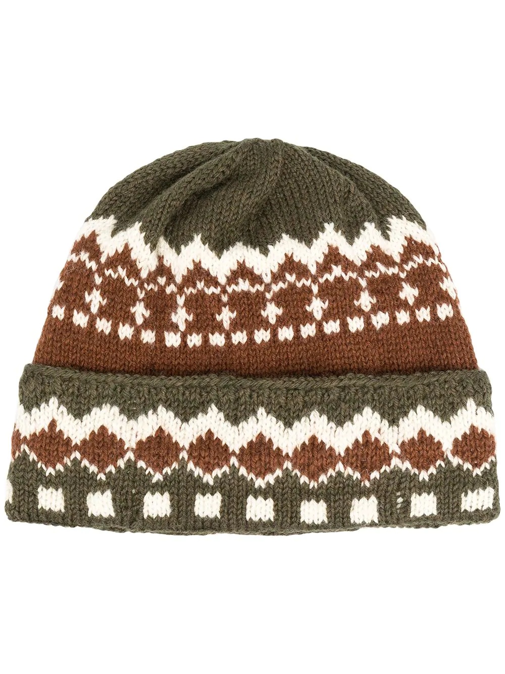 intarsia knit beanie hat - 1