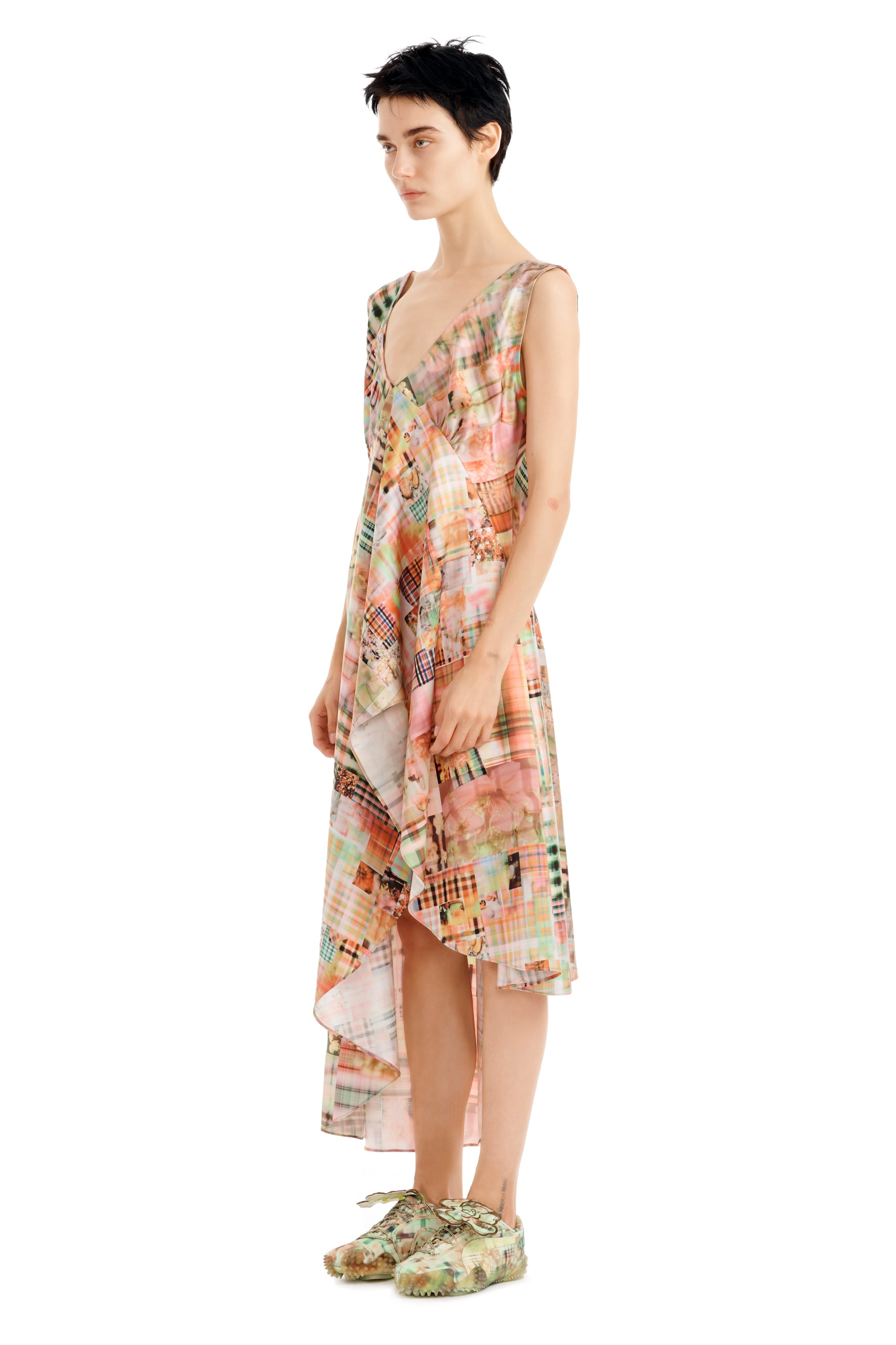 MULTI PLAID TULIP DRESS - 3