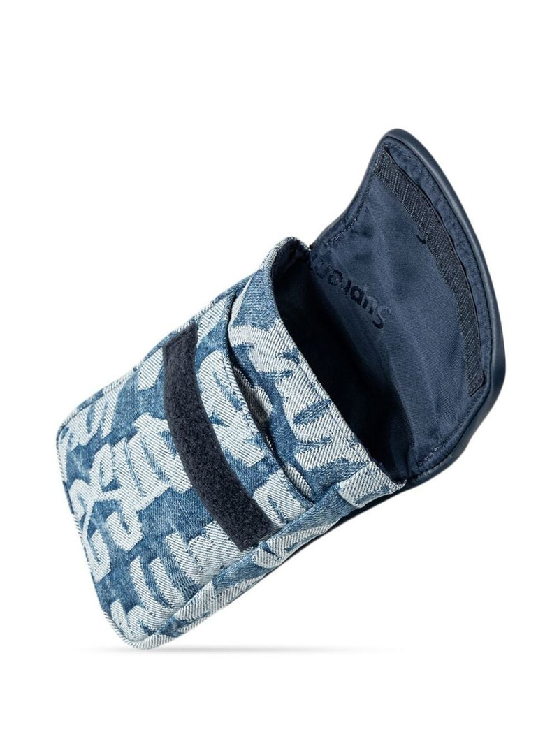 logo-jacquard denim neck pouch 4