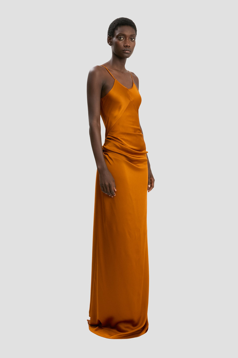 Draped Cami Floor-Length Dress In Bronze 3