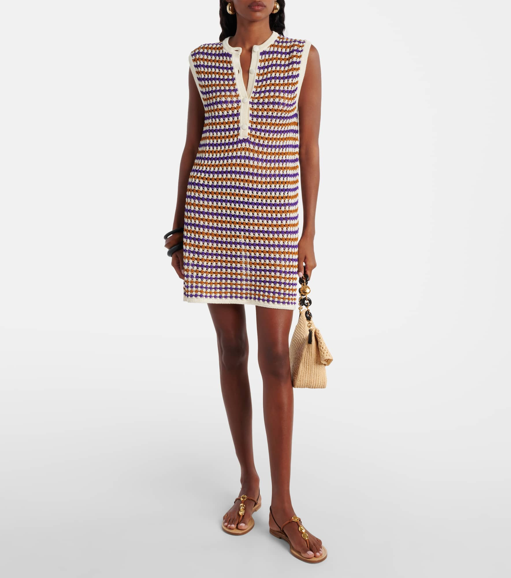 Inedite open-knit cotton-blend minidress - 2