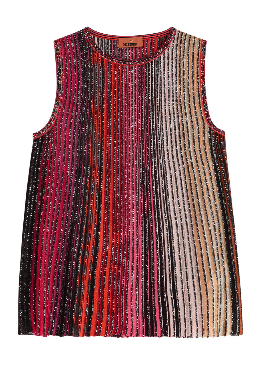 Missoni Striped Sequin-embellished Ribbed-knit Tank - 1