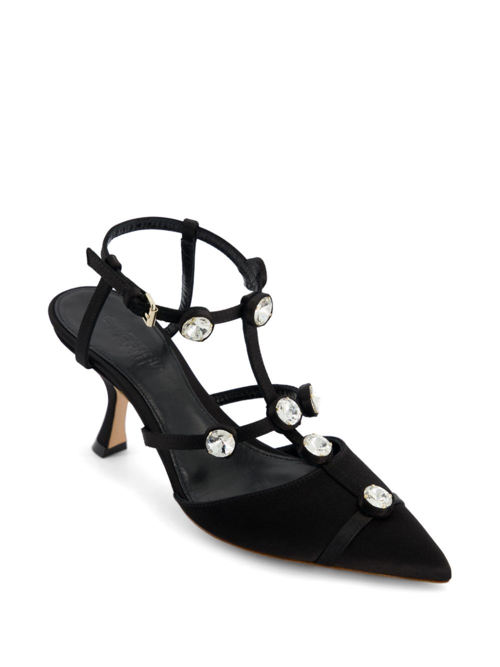 75mm crystal-embellished satin pumps - 2