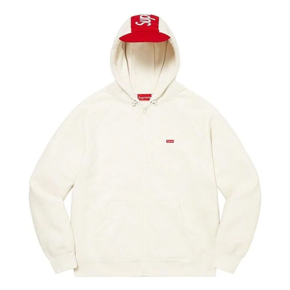 Supreme Brim Zip Up Hooded Sweatshirt 'White Red' SUP-FW22-814 - 1