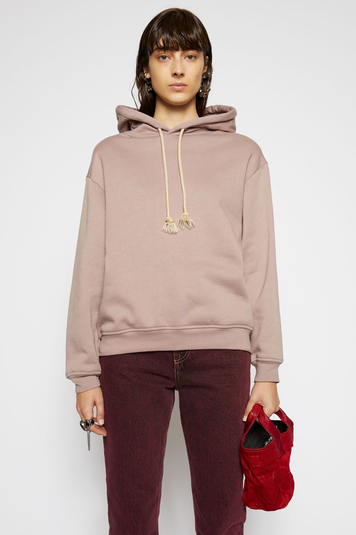 Logo-label hooded sweatshirt mauve purple - 2