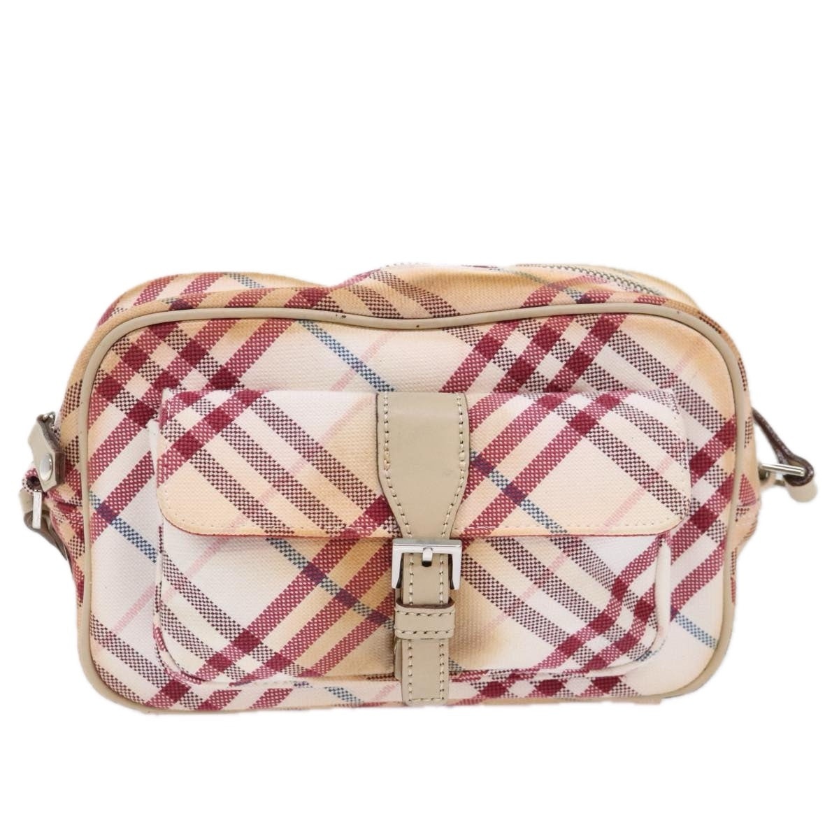 Burberry Nova Check Blue Label Shoulder Bag Canvas White Red - 13