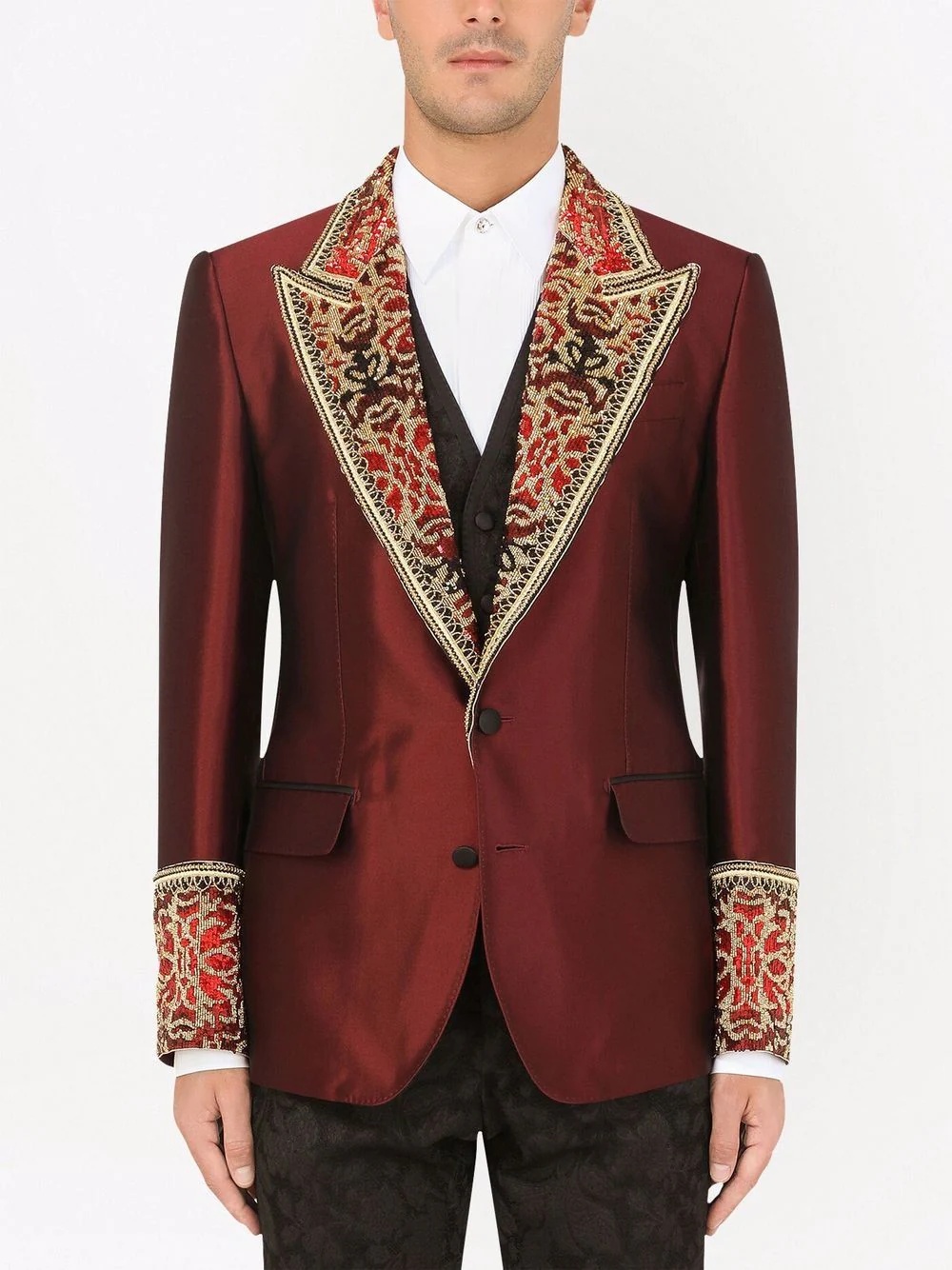 floral-jacquard three-piece suit - 3