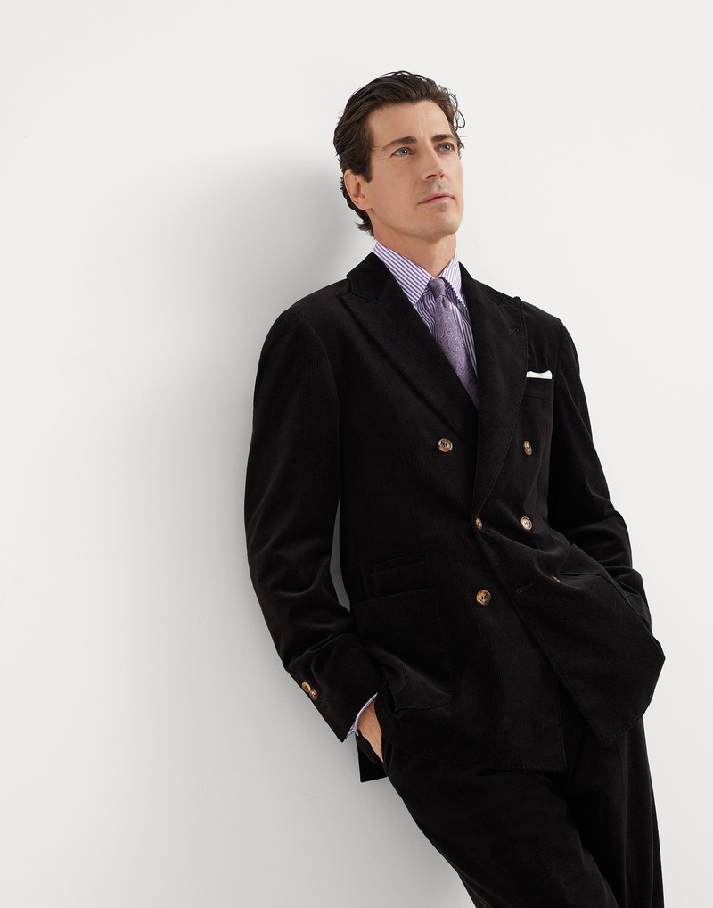 Comfort cotton and cashmere corduroy one-and-a-half breasted deconstructed blazer with patch pockets 4