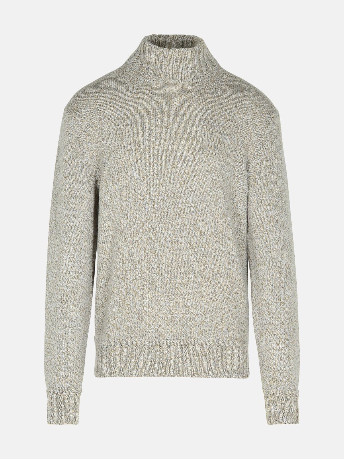 BROWN CASHMERE TURTLENECK SWEATER - 1