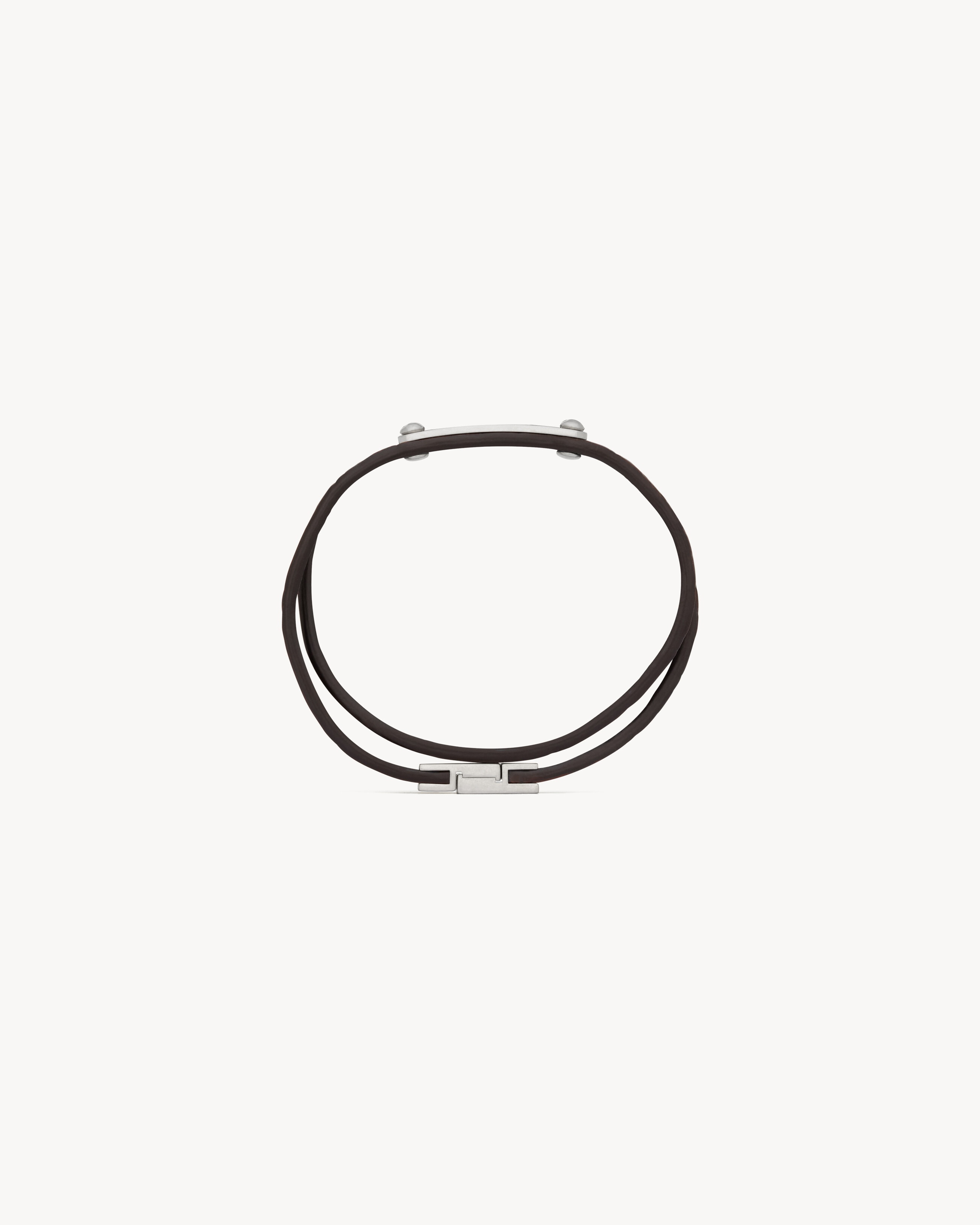 DOUBLE-WRAP BRACELET IN CROCODILE AND METAL - 3
