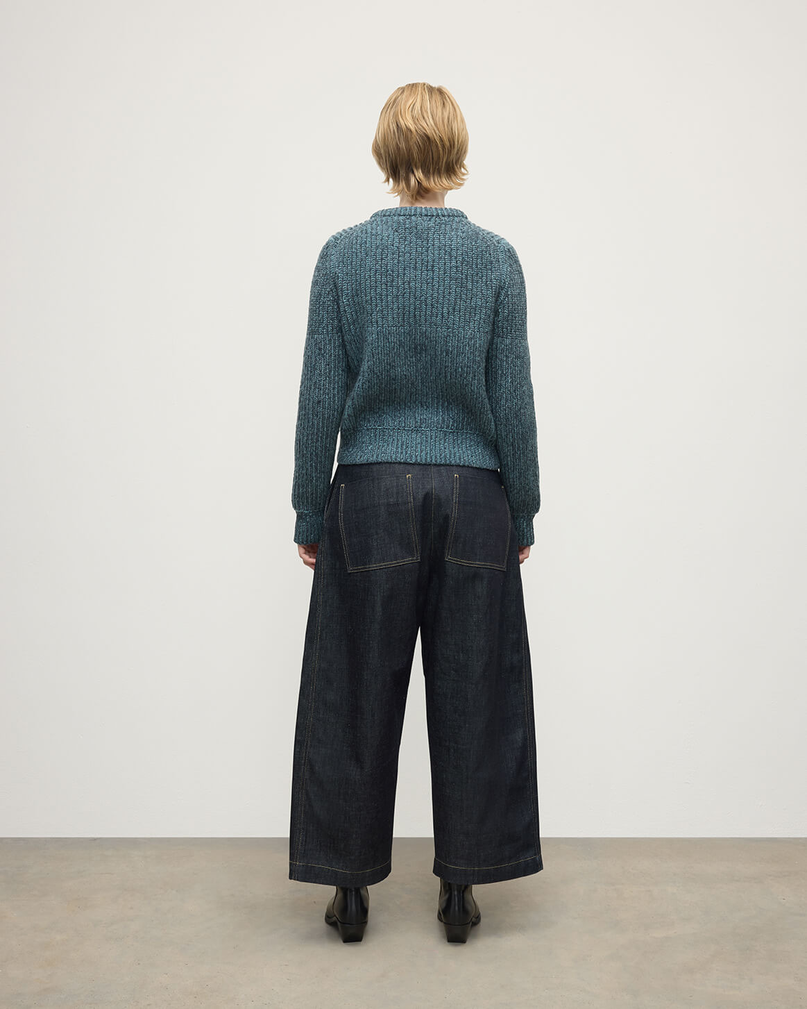 High Neck Donegal Cashmere Blue Jumper - 4