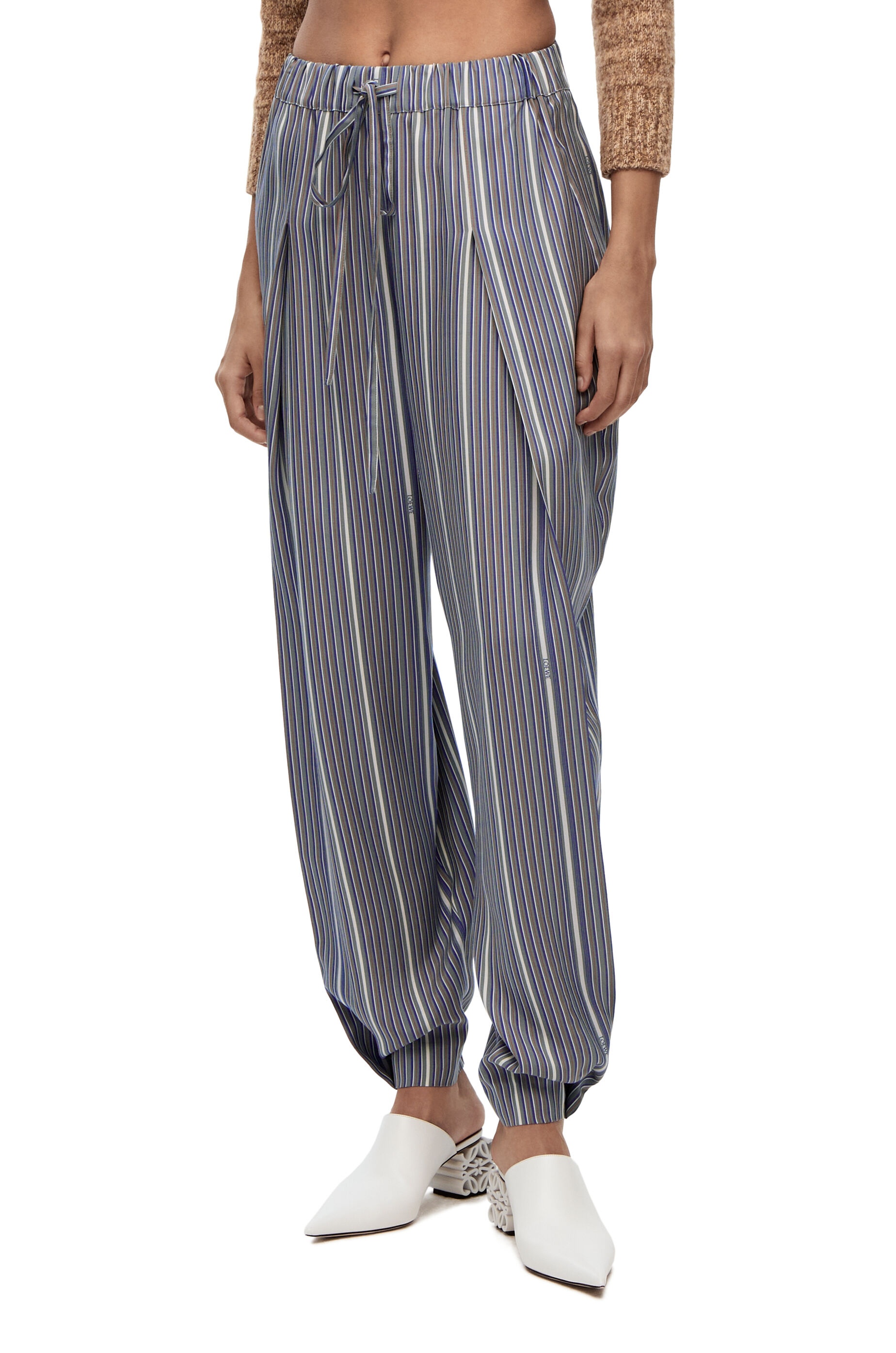 Stripe balloon trousers in silk - 3